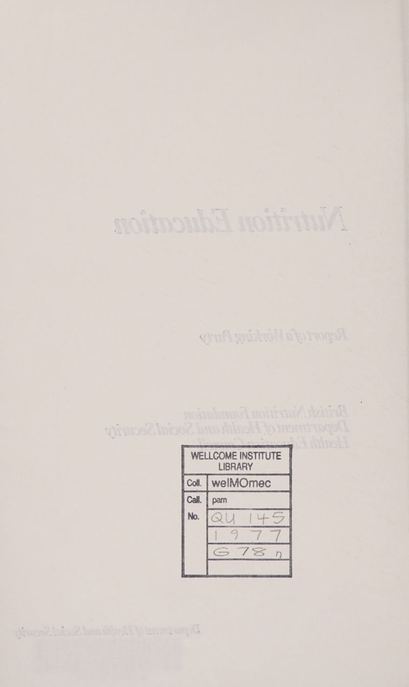    WELLCOME INSTITUTE LIBRARY