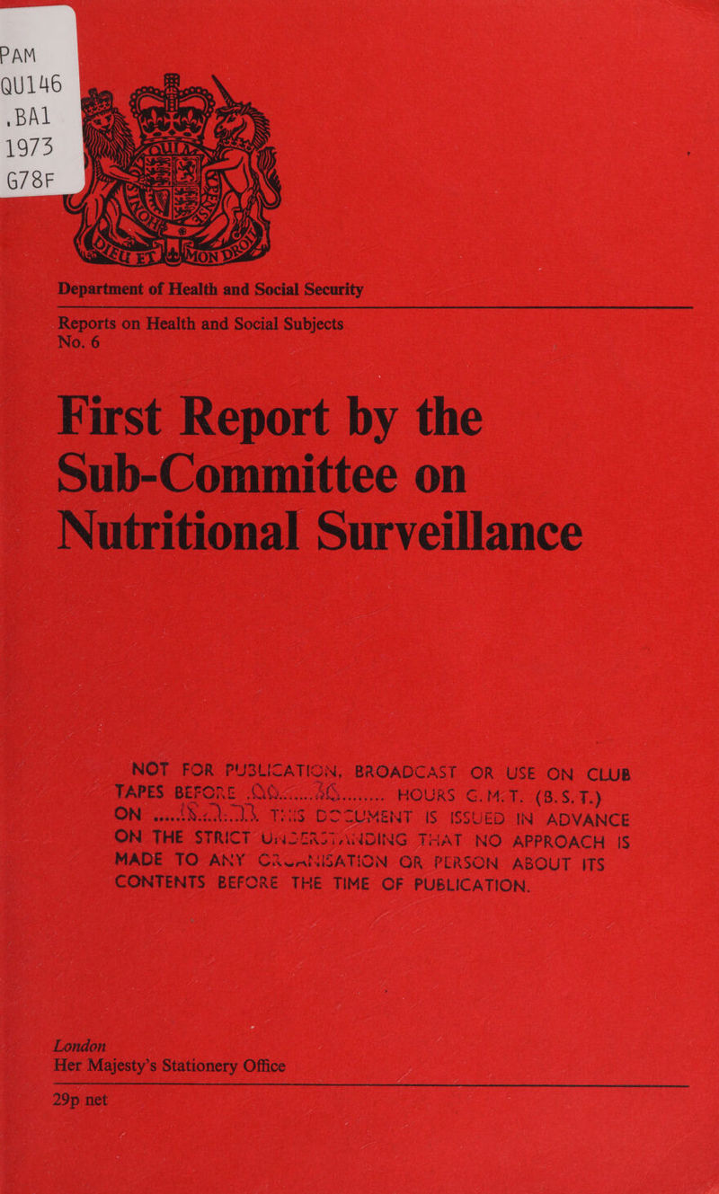  pe No. 6 London NOT FOR Spy eee BROADCAST OR USE ON CLUB TAPES BEFORE OO. 20... HOURS G.M:T. (B.S, T.) On 18S ts DOCUMENT 1s ISSUED IN ADVANCE ON THE STRICT UNSERSTANDING THAT NO APPROACH IS MADE TO ANY CACANISATION OR PERSON ASOUT ITS CONTENTS BEFORE THE TIME OF PUBLICATION.  29p net