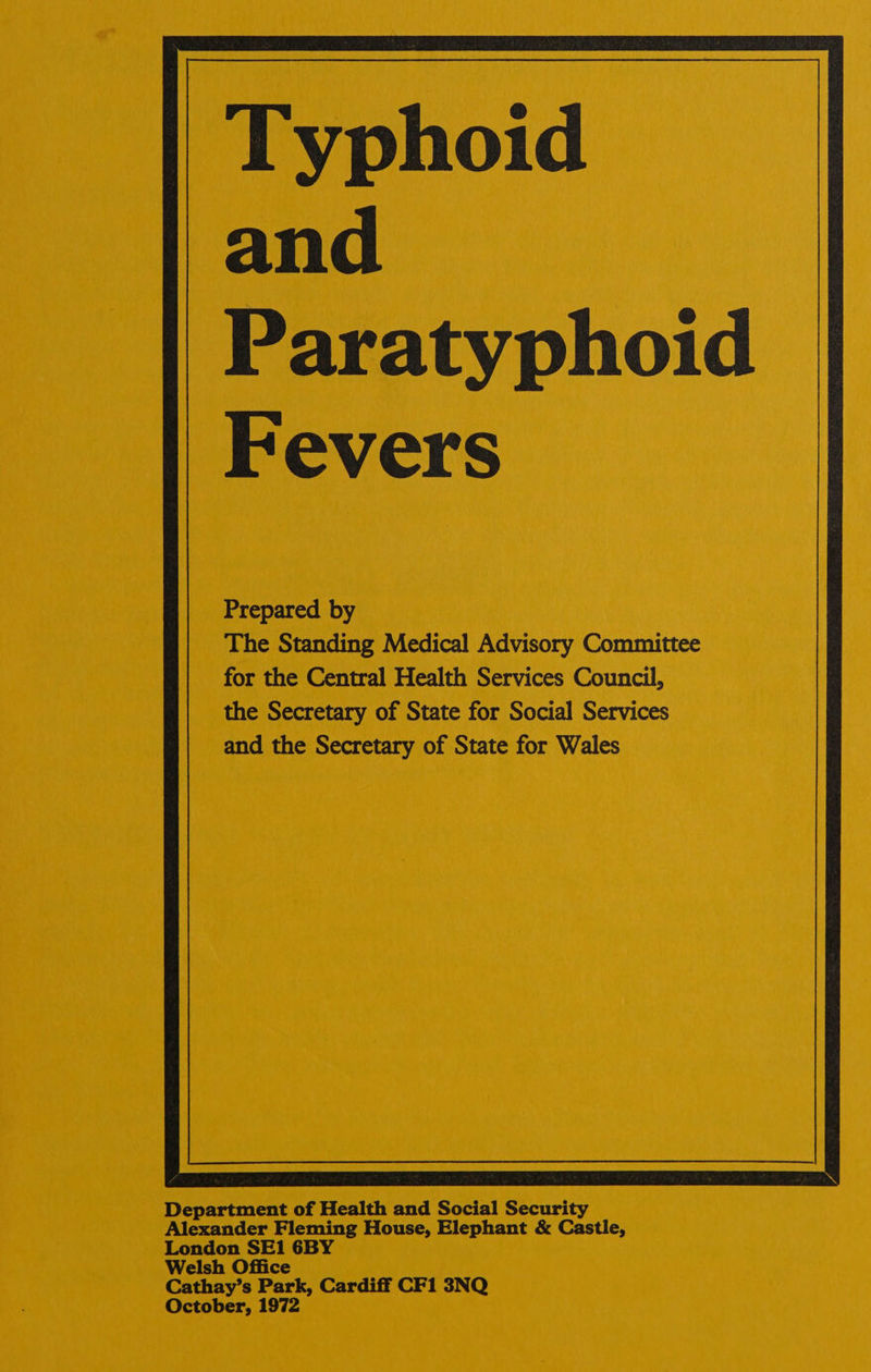 Prepared by The Standing Medical Advisory Committee for the Central Health Services Council, the Secretary of State for Social Services and the Secretary of State for Wales Department of Health and Social Security Alexander Fleming House, Elephant & Castle, London SE1 6BY Welsh Office Cathay’s Park, Cardiff CF1 3NQ October, 1972