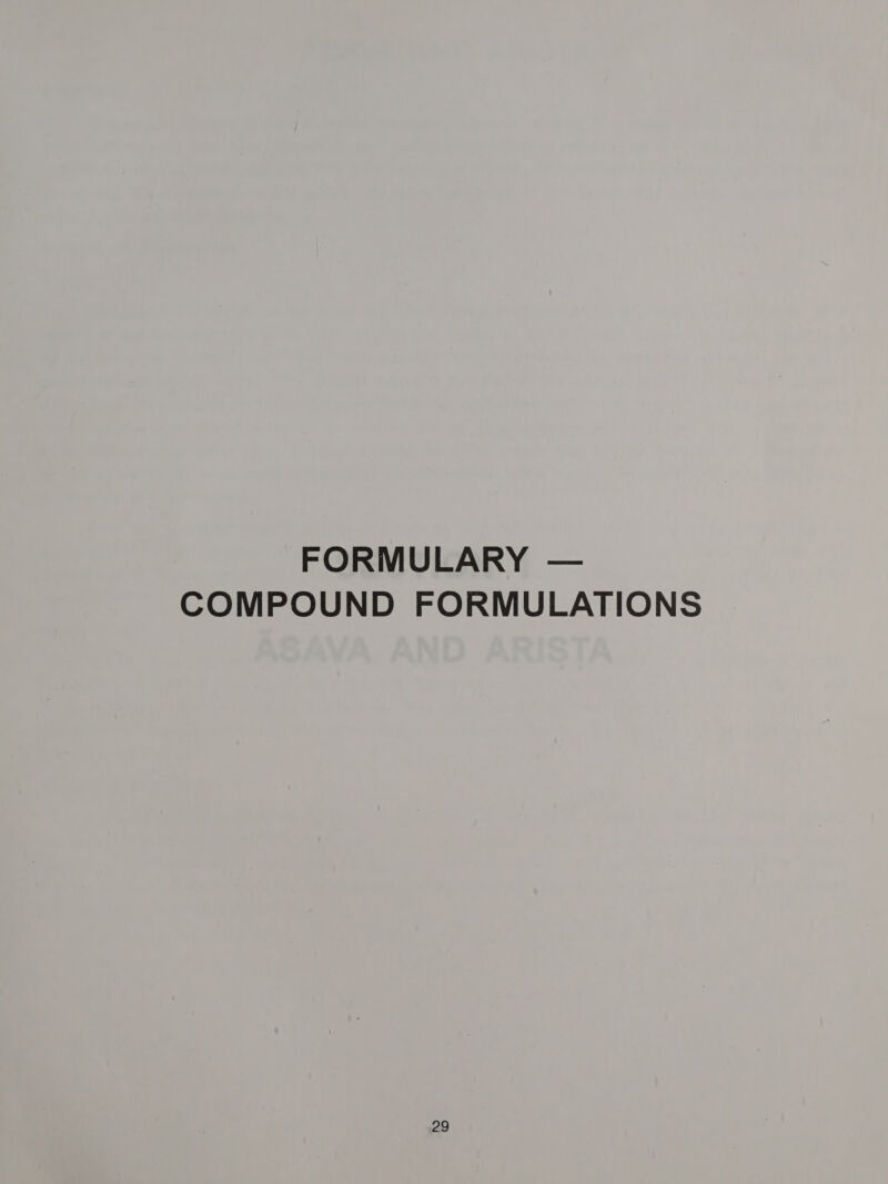 FORMULARY — COMPOUND FORMULATIONS