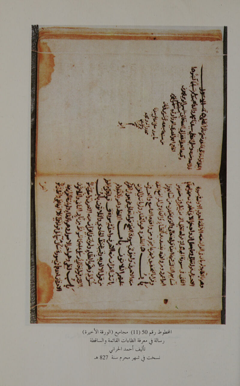 ٠‏ ا - ع تاليف أ ع رسالة فى معرفة الظاءات القائمة.والساقطة حمل الحراني اللخطوط رقم 50 (11) مجاميع (الورقة الأخيرة) هه  0 ار افق وسور اادج ترلستتكائر 2070 9 اسم ب 000 1 1 وقا فض تيزهايزو من اانا وا ين 1 ع حوراو دعوو ايان   |آنا -كة 0 أت ا الف فوم خايرجواراق[ 0 مد حي سه ظ انل الانمن الجر ا 1 وف الولو نهارن تاقاط الرقولزة ارس[ با: مراع زد انان والاتزت “بإسب لو دهواخرلاصولدعوبانقا خاذاحدما زسورة ساسا قلعا 0000 3 د 8 ند ا دك انه لارري وروي موديو يود تع عن ره وري 1  