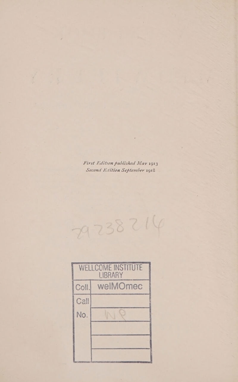 First Edition published Mav 1913 Second Litition September 1918 WELLCOME INSTITUTE LIBRARY