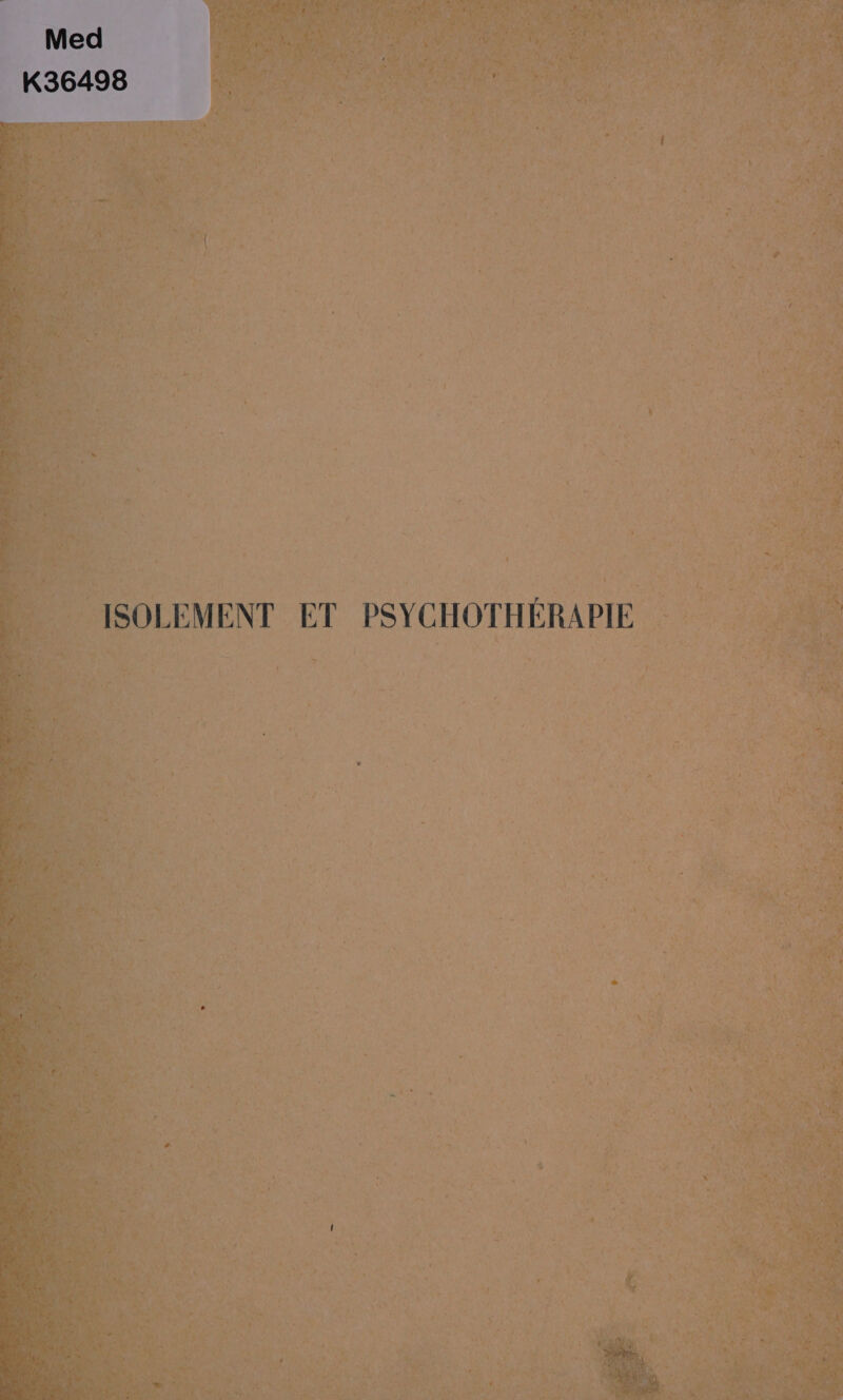 Med K36498 ISOLEMENT ET PSYCHOTHÉRAPIE