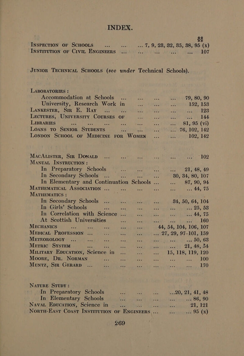INSPECTION OF SCHOOLS INSTITUTION OF CrviL ENGINEERS 107 LABORATORIES : Accommodation at Schools University, Research Work in LANKESTER, Sir E. Ray Lectures, UNIVERSITY COURSES OF LIBRARIES 4 ' Loans TO SENIOR Grepein Me Lonpon ScHoont or MEDICINE FOR Wongar MacA.isTeR, Sir DONALD MANvAL INSTRUCTION : In Preparatory Schools In Secondary Schools MATHEMATICAL ASSOCIATION ... MATHEMATICS : In Secondary Schools In Girls’ Schools bh In Correlation with Science ... At Scottish Universities MECHANICS , MEpIcAL PROFESSION ... METEOROLOGY Metric SYSTEM : Miuirary Epucation, Boicnoe, in Moorrt, Dr. NORMAN Mountz, Srr GERARD NATURE STUDY : In Preparatory Schools In Elementary Schools Nava. Epucation, Science in 269 79, 80, 90 152, 153 123 ... 144 81, 95 (vi) . 76, 102, 142 102, 142 102 .. 21, 48, 49 30, 34, 80, 107 87, 90, 94 1. 44, 15 34, 50, 64, 104. .. 25, 58 44, 75 160 .. 50, 63 ... 21, 48, 54 15, 118, 119, 120 100 170 ...20, 21, 41, 48 86590 21, 121 ... 95 (x)