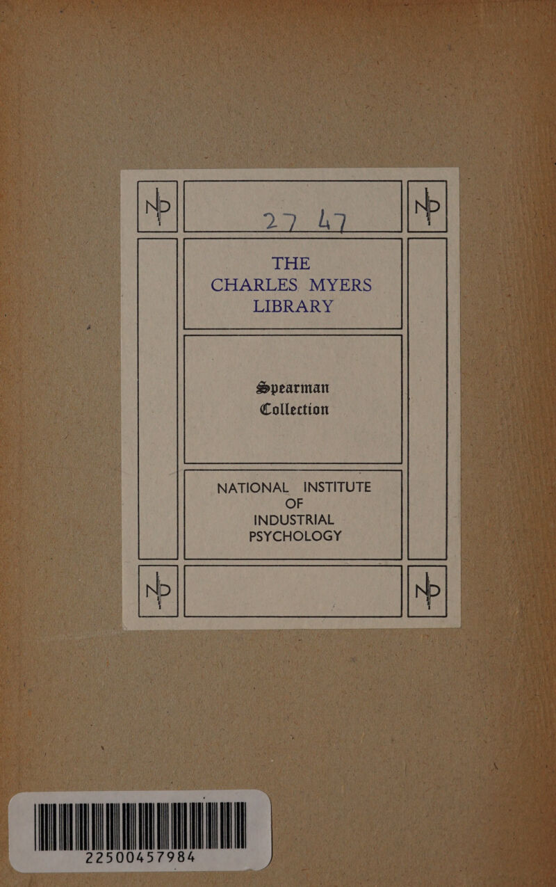 IHE CHARLES MYERS LIBRARY Spearman Collection INDUSTRIAL PSYCHOLOGY HINNIHNNENNIN