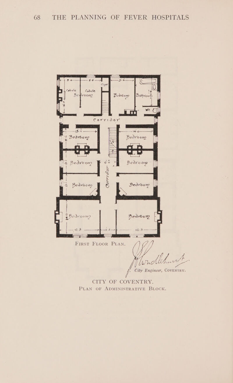 ae a aan el ems ie Te il fal eB | Cubicle Cubicle : ‘ qi Be roon? Beavsow Dathroor | ° | | ‘ = - ul == ee i, ene in Coryvidor fee, ie = DB edroom lil aio : el cant Bedro ors iil ° 4 ce N e ¥ Bedroor il o /pP ei J City Engineer, COVENTRY. CITY OF COVENTRY. PLAN OF ADMINISTRATIVE BLOCK.