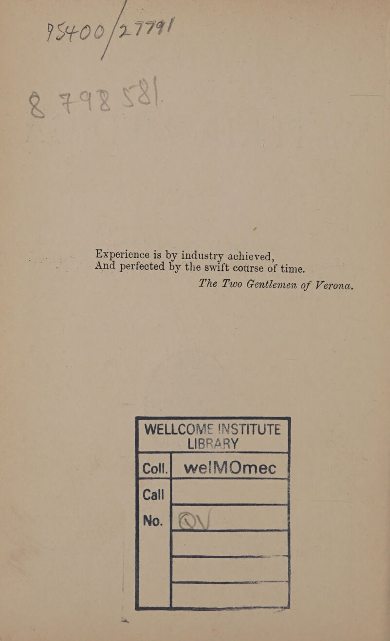 / : rS400/2774! oO ¢ Experience is by industry achieved, And perfected by the swift course of time. The Two Gentlemen of Verona. K)\ ; 