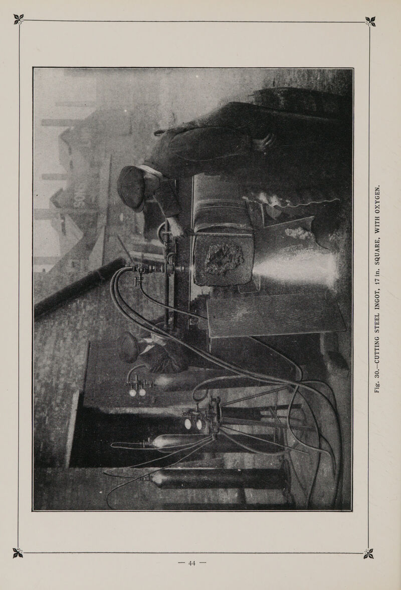 c    Oo Fig. 30.—CUTTING STEEL INGOT, 17in. SQUARE, WITH OXYGEN.