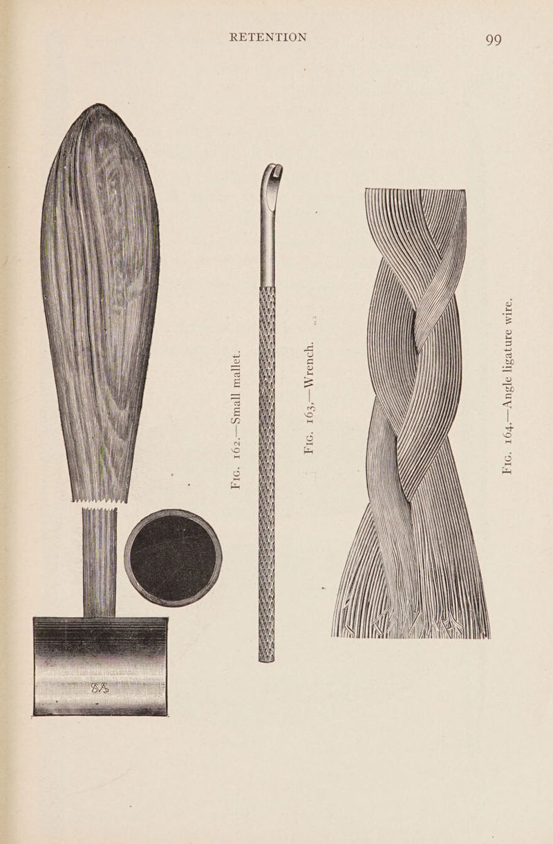 Fic. 162.—Small mallet. Fic. 163,—Wrench. 99 Fic. 164.—Angle ligature wire.