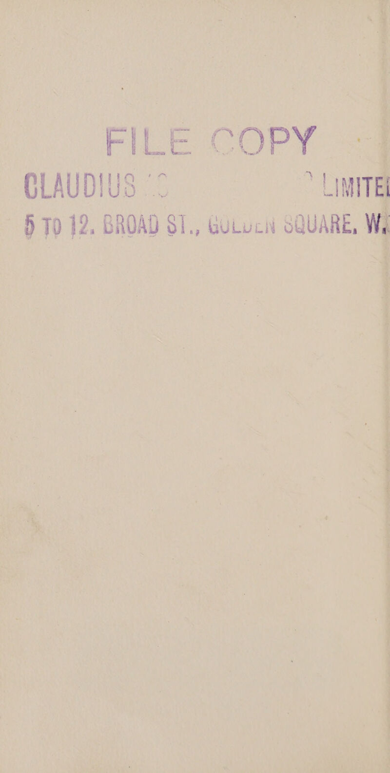 GCLAUDIUS’° = i(ts« CLT ~ 70 12, BROAD $I. GUiveN SQUARE, &gt; oe ae: + 5 x 4 } +s f | f &lt;2 ‘4 n c= : * 4 7 s cud v + Sy : ie be : eg ¥ 7 y A 7. ua 1 4 a F . : ees ; pth ‘AR ae tee “7 eae eared yt es