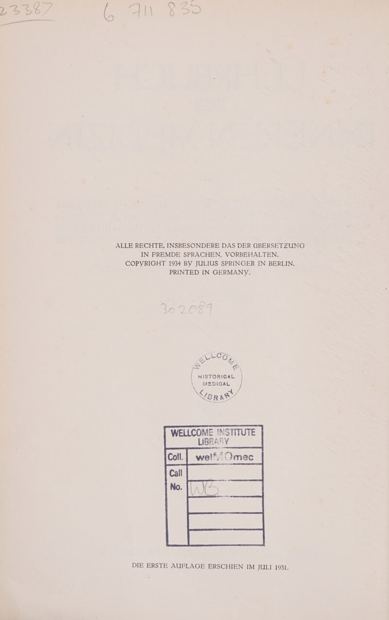 PRINTED IN GERMANY. \ MEDICAL N et York WELLCOME !NSTITUTE LIBRARY un mr et. tmec | Dar