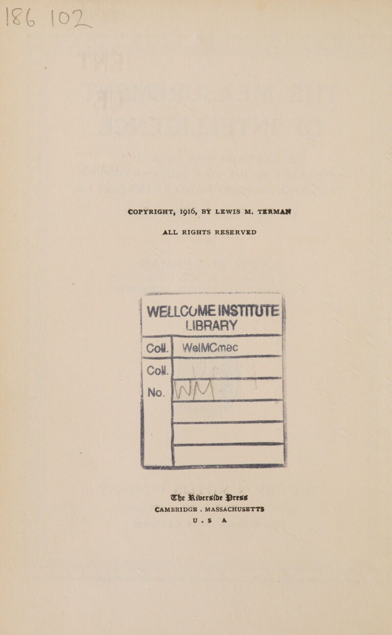 mt (OU ALL RIGHTS RESERVED LS natn at hate eas 2s 7 | WELLCOME INSTITUTE |