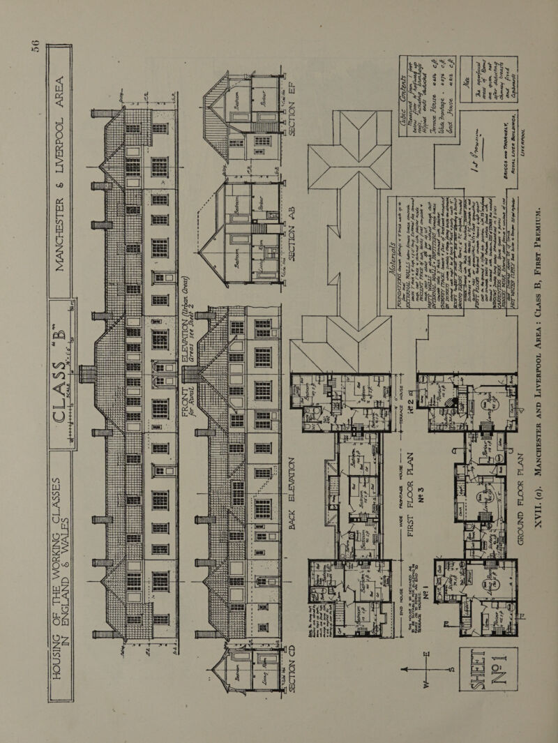 wiz Cf uo7e oft Wide Frontage « énd House Terrace House bse cft ROYAL LIVER BUILDINGS, LUVERPOOL BRIGGS ave THORNELY, SSS trey hl FFT t me — i r] H EEE frotmgs + T'brick weak yp we i HEE FOUNDATIONS, Gneree ween NED 1 J 1 a a os ln car cas ae nS pnw we ae eb rd es ewe mm b> ELEVATION (Urban. Qreas) Areas see Sheek Z IHessetteetee| 1] 2 AMAT} ssennseenewn BRUTE ‘MMR SeeSessases3 oes HE UMINNN 22 — HSS E ARANUOUUNLANNNIELY for Rural FRONT S aH i Roa | soe | Poy |S 1 (eS | |Sessbdesa Ry | i a = leeeeest eer, 289 =I \waoe 4 ESS x ih = | WET eee BACK ELEVATION FIRST FLOOR PLAN Ne 3 } PO 4 | pe | Ae : : = FREE ses ‘9, Hi a us Ratan Stem ih Bea oy a ry i Bax ] ; esee : rH l ‘te Eo | ; , A i J H f q KDressng 10 A DESAY 9.4 m fae | . Ros 5 ante morte} + Each ; “teat i sat rece SE ene nav en pee sree Sk = | a 4 = KA Dene < ° P = | O d e i a C, o » ! pi 1 7 . ry = + is) ao ; z; ee {emi a —_ Ke kp --- : => h HH ‘ y . sels Wf Bore ind (:-07\ Dresses + — Sep, (7%) - sane it ng oor ss sssse d HH Hi i ying Abo aH fa > FH 1] , E‘2 ~ | mt s HH 4 C4 —- GROUND FLOOR PLAN WALES sam wemwener aemane/. 44 | | =e? <n La @ 2 EIN N 1 | y &amp; Qo Sao EAU MNS EESEES : THIS HOUSE 15 SO DESIGNED AS PR BE SUITABLE FOR UNM TSS ESSERE cleans OF THE WORKING CLASSES Cuiass B, First. PREMIUM. MANCHESTER AND LIVERPOOL AREA: XVII. (a).