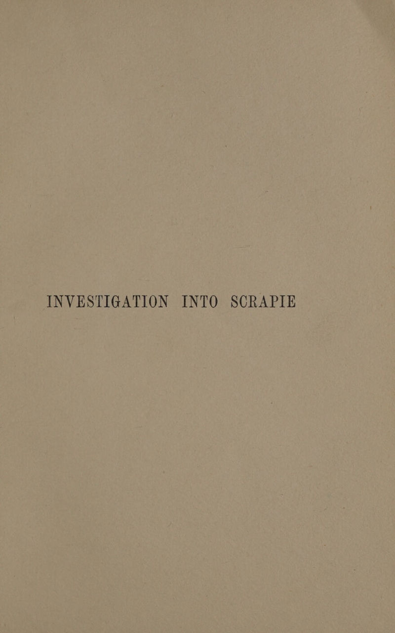 INVESTIGATION INTO SCRAPIE