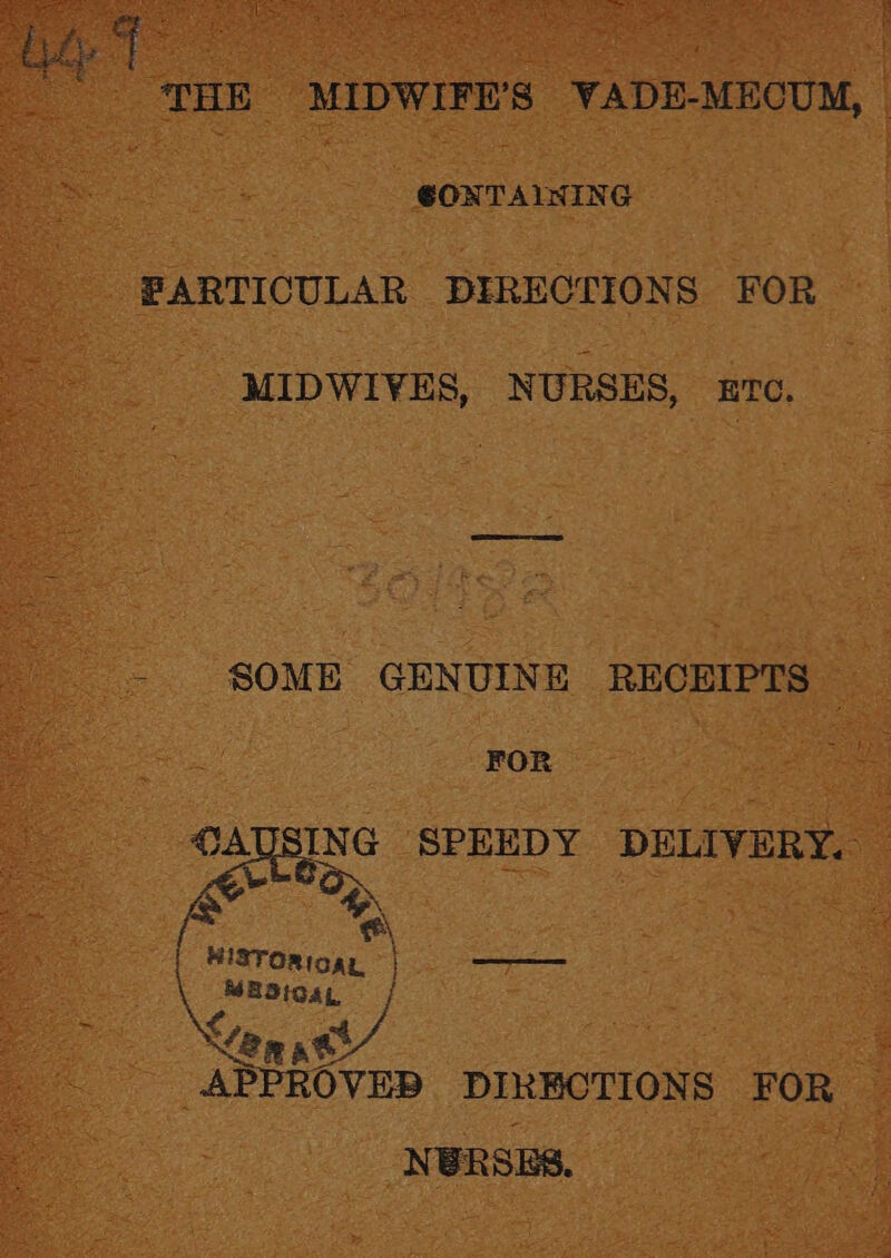 Sy ahenag rea (less tie testy sok MS Be bo ie Pa lean ele RT oes = Pe a ‘THE MIDWIFE’S VADE-MECUM, | CONTAINING FARTICULAR DIRECTIONS FOR = MIDWIVES, NURSES, eve. = $0ME GENUINE RECEIPTS | FOR MESigaL | ea: oh 4 APPROVED DIRECTIONS FOR N BRSES.