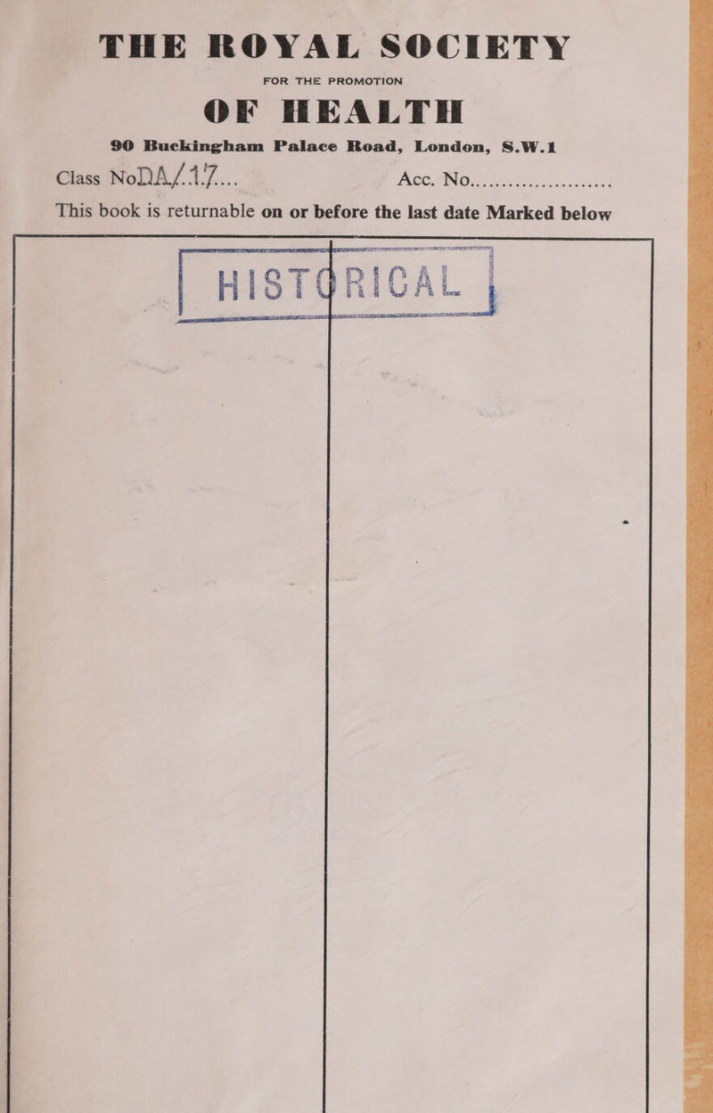THE ROYAL SOCIETY FOR THE PROMOTION OF HEALTH PIMA wir a PALAU | aT Pner Sit Tan SS RTD