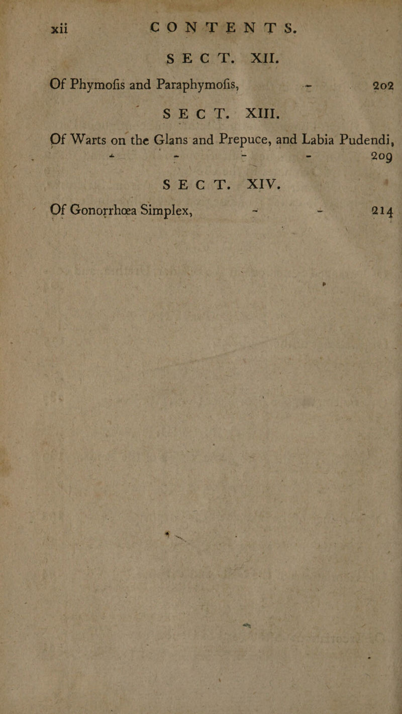 SECT. XII. OF Phymofis and Paraphymofis, - “22 Rog SECT. XIII. Of Warts on the koa and REE pug and Labia Pudendi, + : - | 209 SE GT. XIV. en Of Gonorrheea Simplex, - “ 214. *