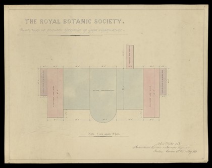 The Royal Botanic Society. Block plan of proposed extension of large conservatory.
