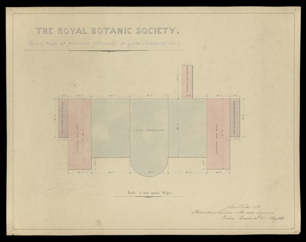 The Royal Botanic Society. Block plan of proposed extension of large conservatory.