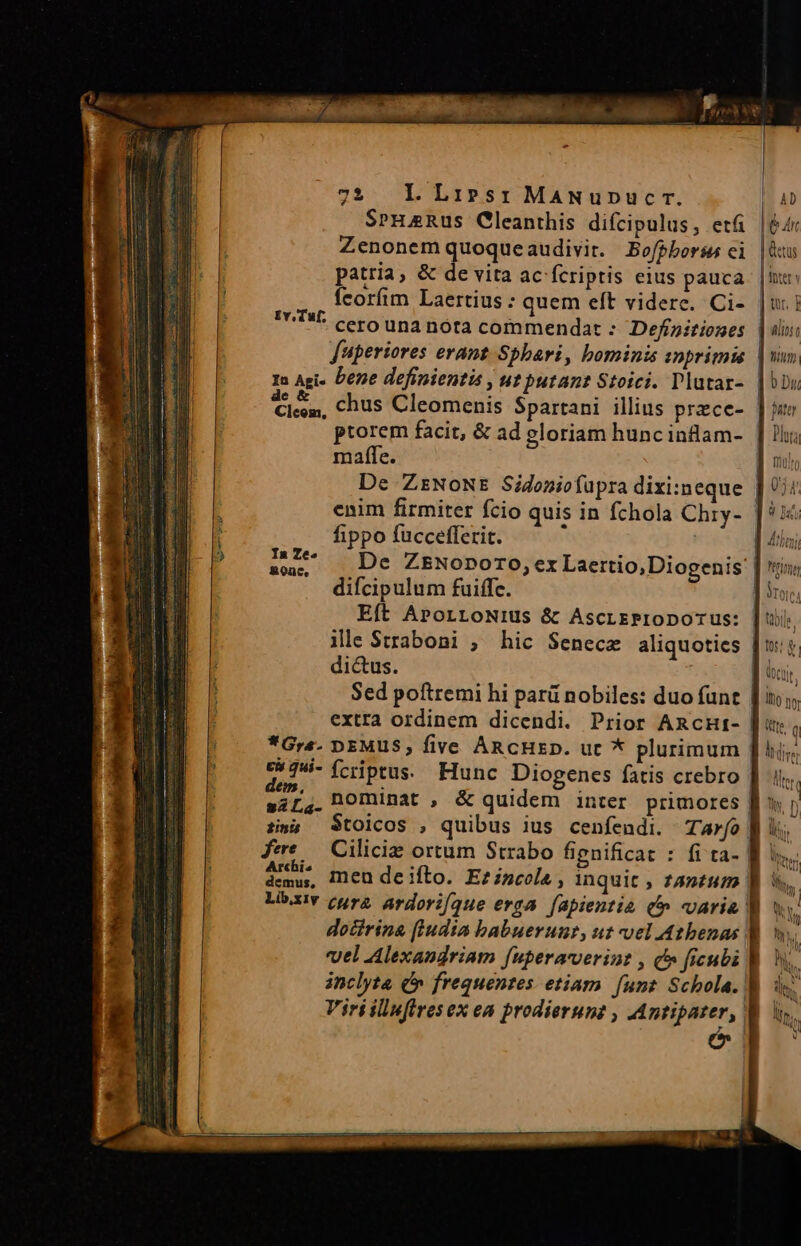 Paene RETTNEF TERI Jon E RS 2c AUS M D a n E SrHaRus Cleanthis difcipulus, etfi Zenonem quoqueaudivit. Bofpborss ci fcorfim Laertius : quem eft videre. Ci- cero unà nota commendat : Defzitiones Juperiores erant. Sphari, bominis znprimis In Aei- bene definientis , ut putant Stoici. l'lutar- Cicea, chus Cleomenis Spartani illius przcc- ptorem facit, &amp; ad gloriam hunc inflam- malfe. Iv,Tuf, fippo fuccefferit. difcipulum fuiffc. ille Straboni , di&amp;us. extra ordinem dicendi. c&amp;24i- fcriptus. Hunc Diogenes fatis crebro ti; Stoicos , quibus ius cenfendi. Tar[o fee Cilicie ortum Strabo fignificat : fr ta- | Artchis vel Alexandriam fuperavverint , c» ficubi pater Pha In ülto