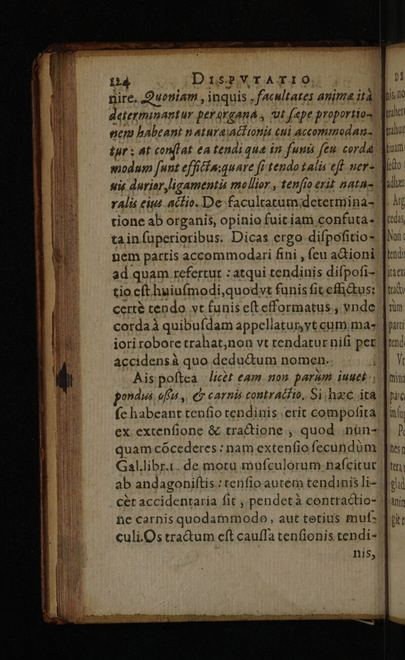 nire. Quoniam , inquis , facultates anima ità determinant ur perorganá cut fpe proportto- nem habeant naturautitong cui accommodan- tur ; At conflat ea tendique in funis feu corda snodusm [unt effiin.quare fi tendo talis eff mer- naher accidens à quo dedu&um nomen. Gal.libr.ti. de motü mufculorum nafcitur