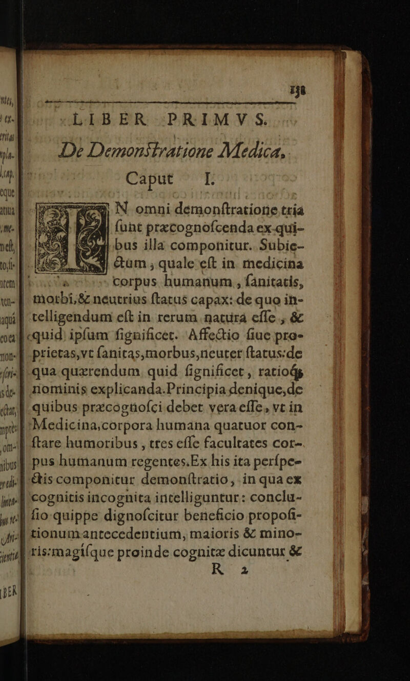 pu N omni demonftratione ttià 4 b] (unt precognofcenda ex-qui- e 6a bus illa componitur. Subie- P. Ow ctüm , quale eft in. medicina i corpus humanum, , fanitatis, morbi,&amp; neutrius ftatus capax: de quo yi i| telligendum eft in. cerum natura effe , I«quid; ipfum fignificet. Affedio fiue wir | | prietas, vt fanitas,morbus,neuter ftatus:de | | qua quzrendum. quid ignificet , ratiods nominis explicanda.Principia denique,de | quibus przcogüofci debet veraelle, vt in Medicina,corpora humana quatuor con- | ftare humoribus , ttes effe facultates cor- j pus humanum regentes.Ex his ita perfpe- |&amp;tis componitur demonftratio, in qua cx |l cognitis incognita incelliguntur: conclu- D b. quippe dignofcitur beneficio propofi- Jl tionumantecedentium, maioris &amp; mino- wii ris:magt(que proinde cognitz dicuntur &amp; RN a