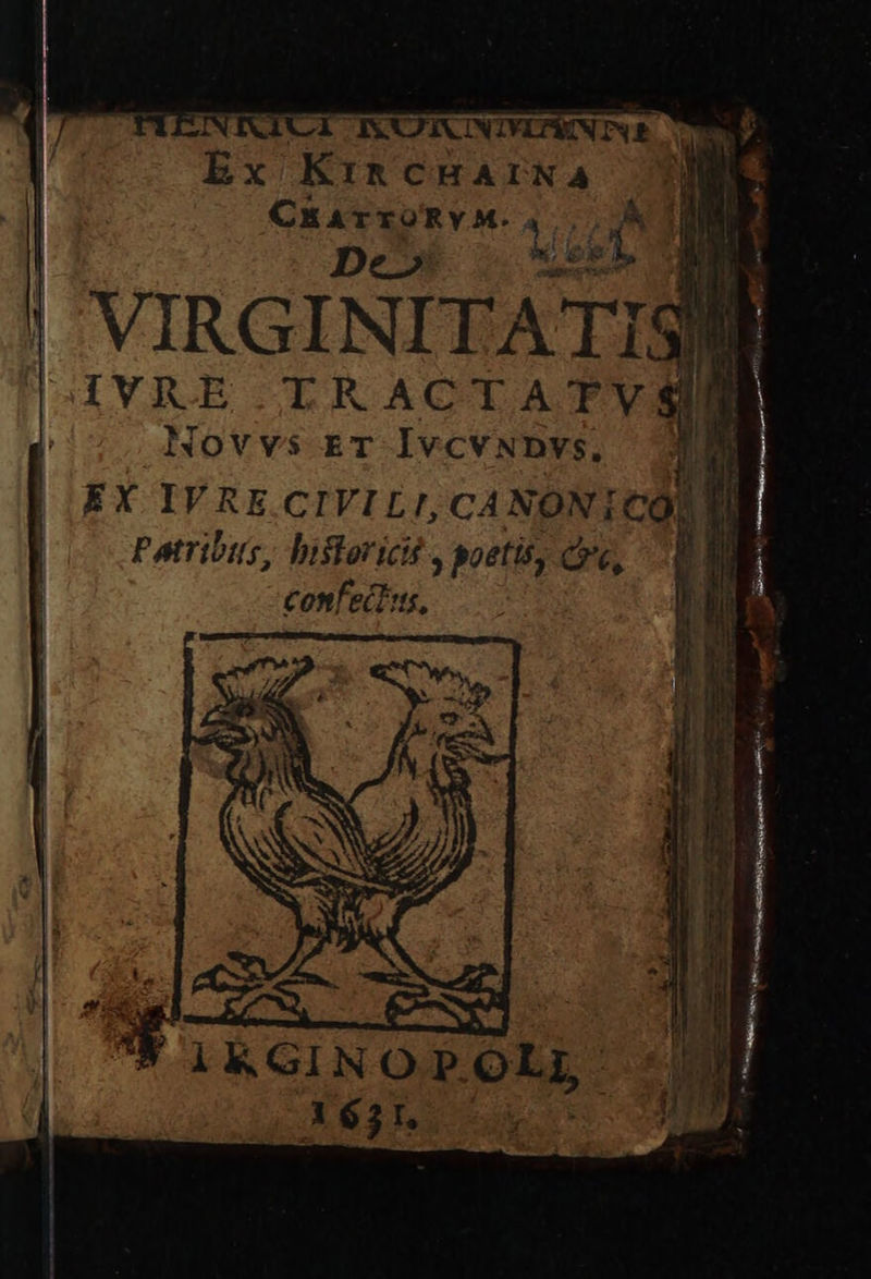 CC TY EV INIV 11 NINE Wi Ex KincHarwa | aea, edet TS ! VIRGINITATI UE IVRE TRACTATYVSB Novvs gr IvcvNpvs, M EX IVRE.CIVILI, CANONT col Patribits, historici , poetis, cre, confectis, a ^r IRGINORORR * A630. -—