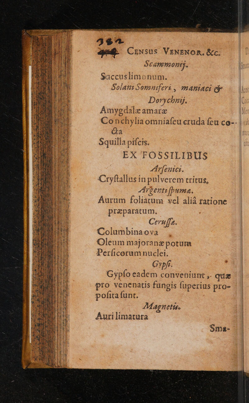 e m 53$9^ apu. Crwsus VrNENOR. &c. ócammontj. Saccuslimonum. Solatis Somniferi , mantaci ek Dorychnij. Ámygdalez amare | Conchyliaomniafeu eruda feu co-- | - Ga Squilla pifcis. EX FOSSILIBUS dr[enici. Cryftallus in pulverem tritus, droenti(buma. Aurum foliatum vel aliá tatione praeparatum. Cernuffa. Columbinaova Oleum majoranz potum Per(icoramnuclei. Gypfr. Gypfo eadem conveniunt , qua | pro venenatis fungis fuperius pto- | pofita funt. 7Magnetts. Auri limatura