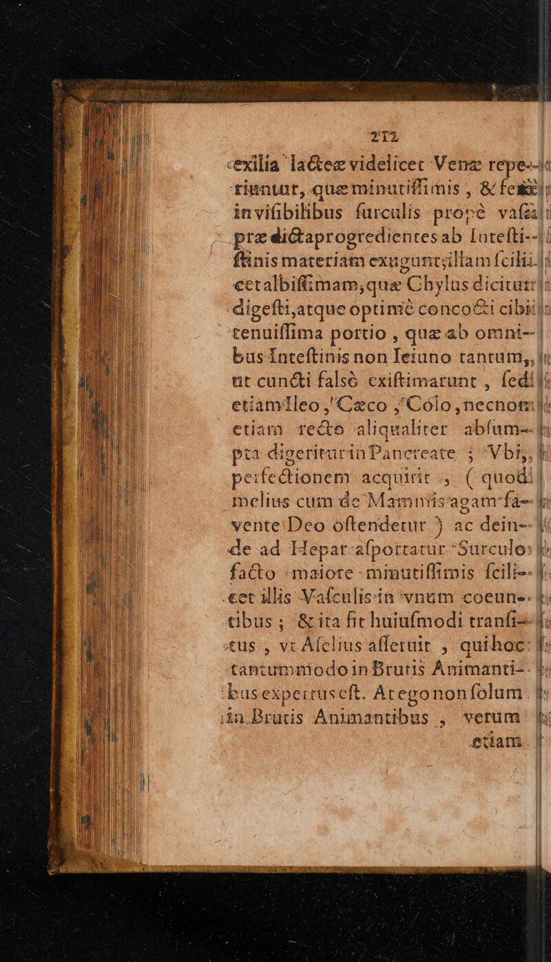 Zi1ZL Pr lH 1 - etiam) recto aliqualiter ab(um-- peifedtionem acquirit ., ( quod melius cum de Mamnris'aga mfa- vente Deo oftendetur ) ac dein- de ad Hepat-afportatur Surculo: facto «maiore -minutiffimis fcili-- δι illis Vafculisin vn&amp;m coeun-. tibus; &amp;ita fit huiufmodi tranfi-- busexpeicuscft. Acregononfolum iin Bruds Anunantübus , verum δια