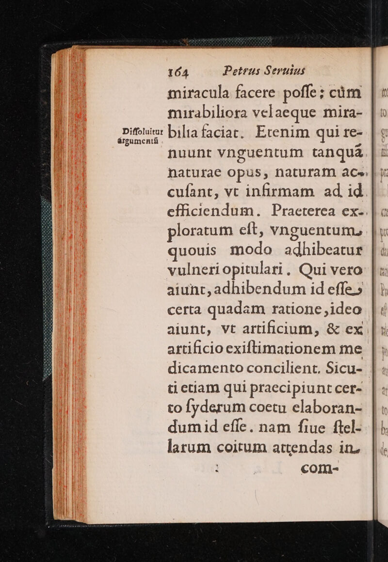 miracula facere poffe; cüm mirabiliora velaeque mira- Diui biliafaciar, Etenim qui re- nuunr vnguentum tanquá naturae opus, naturam ace cufant, vt infirmam ad id. efficiendum. Praeterea ex. loratum eít, vnguentuim, uouis modo adhibeatur vulneriopitulari. Qui vero aiunc, adhibendum id effe.5 certa quadam ratione ideo aiunt, Vt artificium, &amp; ex. artificio exiftimationem me. dicamento concilient. Sicu- | ti etiam qui praecipiunt cer- to fyderum coetu elaboran- dumiid effe. nam fiue ftel- larum coitum attendas in. | coIni-