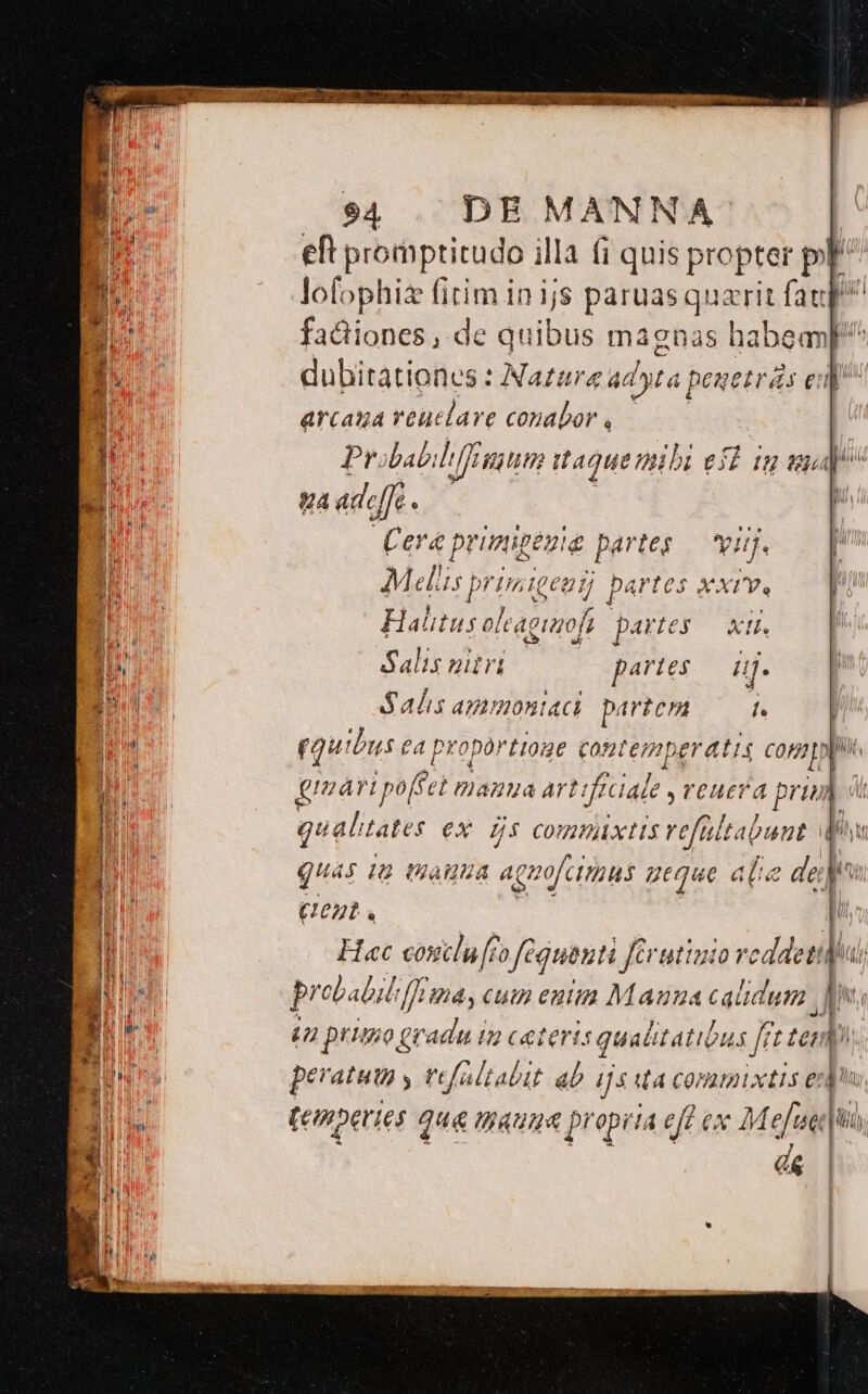 E: * 1 ? s -— SE. . z A— ——— E EE E epe &amp;— o5. uv ucc Rum z—— 94 DEM ANNA eft promptitudo illa ti quis propter Pr lofophiz fitim in ijs paruas quarit (d factiones , de qu ibis magnas habean. dubitationes : Natura ad ta peaetrás eu arcaga veutlare conabor , Pr babil [fnt itaque ibi ej inu Va adeft | Cera primipeuig partes wii — D Melis pi dmeey pa UIOSAX Xt'Y. I y EE olcagiofi partes Xt. Ó Salis nitri partes iij. Salis ammontaci partem A | (quicus £4 propàrtioge « Debe 4 t4 comp giári poffet manua artificiale , veuer d. i qualitatis ex s commixtis vefaltabunt | Quas i2 Uanua agnofcttinus geque alia ; doli (^y eut. [ Eat eni fio féquauti ài firutinio ve: cddeiil p ebabil fina, cum enim Mauua calidum || . (Un prio £radu i In cic isqualitatióus Jztas 1 peratuu , refaltabit ab ij A COH Lxt1s ent. (emoeries q Qua tnpauua propi /A eft ex Mefue lui) dg Le --—