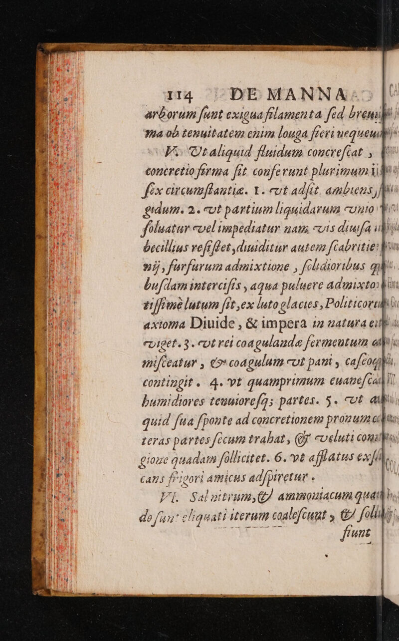 Vs visi a oe M f I4 DE MANNA: B arborum faut exigua falamenta fed breni ) P. d i | 84 0b tenuitatem enum louga feeii uequeum E cA Vt aliguid fluidum coucrefiat , V B concreti ferma [it conferunt plurimum) P féx citcummflautia. Y. eut adfet. ambiens fpi [ gidum. 2. eut partium liguidarum uuo ys : foluatur «uel tnpediatur uAU ut diui ifa il ii ] becillius vefe eet imditur autem fcabvitie: bon ] 9, fuarfarum admixtione , foliduribus a ji bufdam intercifes , aqua puluere admixto [ge ztffowie lutum [rt ,ex luto olacies, Poi 1 T axtoma Diuide , &amp; impera 12 zatura ala Hi Di: epiget. 3. cot rei coagulauda fevineutum ati Difbarur , C9 coagulum cut paui cafeogiV contingit. 4. vt quamprimum ewe bumidiores teumorefa; partes. 5. cot ai oer e T our as mea iT t E IE ——— z - x x i quid fua fpoute ad concretionem prozum ea I | | | teras partes fécum trabat, (7 Qr coeluti comin, n ^ nl Q1022€ quat am follicitet. 6. vt afflatus exfis Aid ; CAP. Sj f; 'IQorl ATHICHS ad/piretur « i E dnd FI. à pitiumy p ammoutacum quam B. do fau cliquati terum caalefeuut y &amp; fold; | | x! : 4 Af un