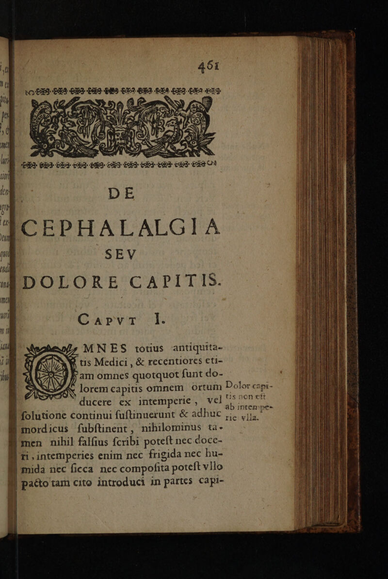 - £983: £963: M e tO £989 Eg *v d T7 ^ £c. I— I B DOLORE CAPITIS. Caprvr l|. ü ;, MNES totius antiquita- T tis Medici , &amp; recentiores eti- hu Jam omnes quotquot funt do- lorem capius omnem ortum Dolor capi- i : : j tis non eft H ducere ex intemperie, vcl biens | folutione continui fuftinuerunt &amp; adhuc ,;. suu B mordicus fubítinent, nihilominus tà. Émen nihil falfius fcribi poteít nec cocc- Bi ri .intemperies enim nec frigida nec hu- Bi mida nec ficca nec compofita poteft v]lo Ii pacto tam cito introduci in partes. capi- I I d sad dE ———— — —— € d a p MER — — Leine n n ai LE Sia ii mh o