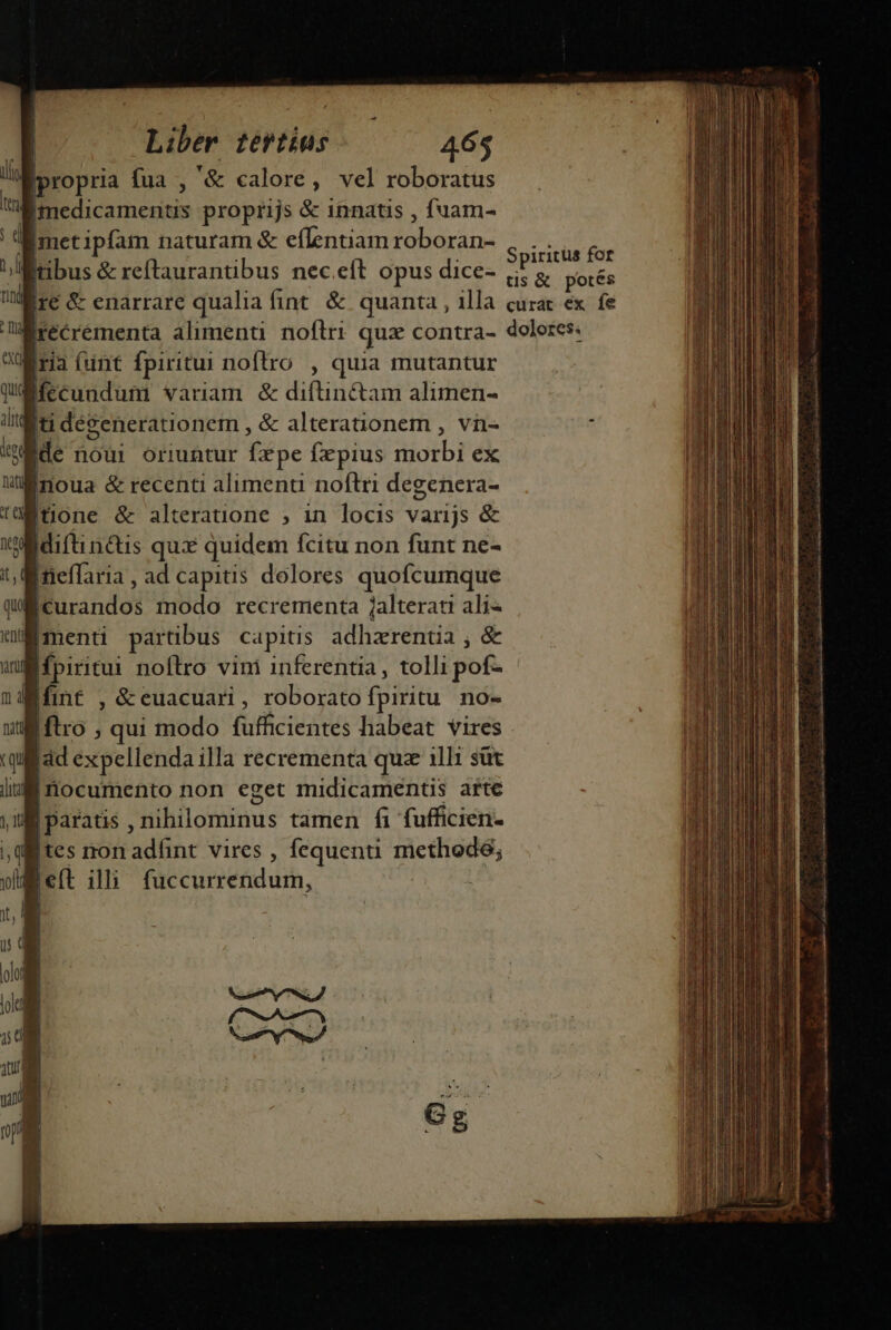 propria fua , &amp; calore, vel roboratus Bmedicamenus rs &amp; innatis , fuam- met ipfam Ee etciciittubdrin: : Bribus &amp; reftaurantibus nec.eít opus dice- pig n tibus &amp; reftau us n op CÉ- tis &amp; potés re &amp; enarrare qualia fint. &amp; quanta , illa curat ex. fe Wrecrementa alimenti noftri quz contra- dolores. ria funt fpiritui noftro , quia mutantur Eftcundum variam &amp; diftin&amp;am alimen- Eti dézenerationem , &amp; alterauüonem , vn- ide noüi oriuntur fpe fxpius morbi ex noua &amp; recenti alimenu noftri degenera- Itione &amp; alteratione ;, in locis varijs &amp; Jaittinai: qui quidem Ícitu non funt ne- Wrieflaria , ad capitis dolores quofcumque Icurandos modo recrementa jalterati ali | |menti partibus capitis adhzrentia , &amp; ifpiritui noílro vini inferentia, tolli pofi A &amp;euacuari, roborato fpiritu no- Iftro , qui modo fufficientes habeat vires |ád expellendailla recrementa quz 1ll1 süt Hnocumento non eget midicamentis afte | paratis , nihilominus tamen fi fufficien- Ites rron dfihr vires , fequenti rictheds, jeft illi fuccurrendum, — ÁO Aat ai aod Sade D ons Sac cim «atleti ea SUPR