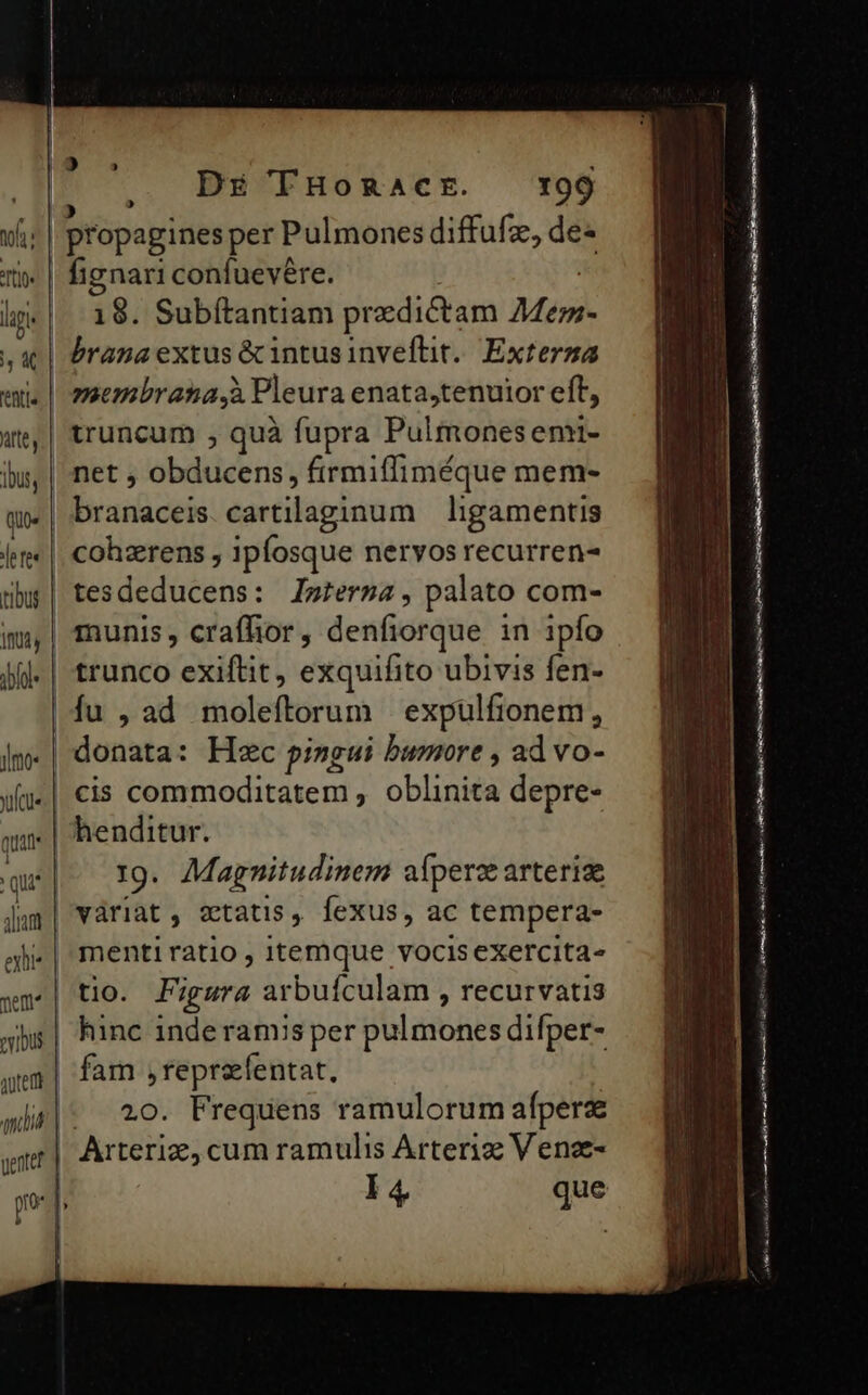 ^ BsFHonatcr. 99 propagines per Pulmones diffufz, de« 18. Subítantiam predictam Min brana extus &amp; intusinveftit.. Exterza membrana, Pleura enata,tenutor eft, truncum , quà fupra Pulmones emi- net, ebdileens firmiffiméque mem- cohzrens , ipfosque neryos recurren- bs asdaiens- Interna, palato com. trunco exiftit, exquifito ubivis fen- fu , ad téaleftirurà expülfionem , 19. Magnitudinem afperz arteria fam ,reprzfentat, 20. Frequens ramulorum afperz | Arteriz, cum ramulis Arterizc Venz- I4 que m——— BR n—-—-— — EE fino