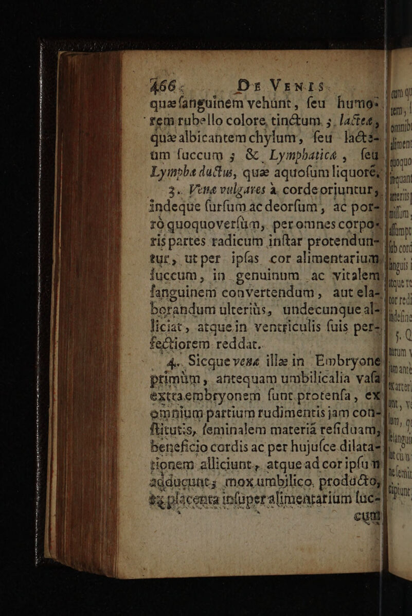 cM MR rr rr———————————SHEDERA 466 : Dr VrNIS. ; E mS quafanguinem vehànt, feu. humos]. | tem; | ud . :  omni? : I 1 I qua albicantem chylum; feu lact$o cen üm fuccum 5 .&amp;, Lympbatice , fet. goa Lympbs ductu, quae aquofum liquore |... 3. Vette vulgaves à. corde orjunturg irc. Mpiliun. ifm: fih cor ug liue tor red. Ide: ! 0 róquoquoveríam, peromnes corpos ris partes radicum inftar protenduri? tur, utper ipías cor alimentarium, luccum, in genuinum .ac vitaleny fansuinem convertendum, aut elaz] o borandum ulteriàs, undecunque al* liciat, atquein ventriculis fuis persi fectiorem reddat. T Pu NAE . . * BiTU Y (c4. Sicque vena. illae in . Embryone la: primüm , antequam umbilicalia vafa  aja E ; S i Bie ieri PUDE, d punt