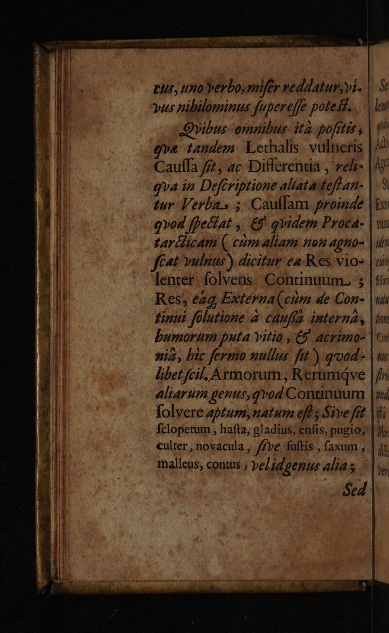tur, uno yerbo,smifer veddatur vi. | us nibileminus fupereffe potest, D vibus omnibus: ita pofitis, g»e taudem: Lethalis. vulneris Cauffa /z, 4c Different , rehi- gva in Defcriptione alata teffan- | tur Verba. * Cauílam proinde qvod ffectat ,. &9. qvidem Proca-. LarLlicam (, cim aliam nen agnos |i ffat vulnus) dicitur ea Res vios |i lenter. folvens. Continuum. 5 | tí Res; eag, Externa (eum de Con- | tinui folutione à cauffa interna, |i bumorum puta vitio , £9. acrimo- ni, bic fermo nullus fit^) qrood- | libet fcil, Armorum, Rerumqve aliarum genus, qvod Continuum folvere aptum,natum eft 5 Sive fet Ml Íclopetum , hafta, gladius, enfis, pugio, | culter, noyacula , /Zye faftis , faxum , | malleus, contus , yel id genus alia 5 2lwmedvcum MeM—— Ra