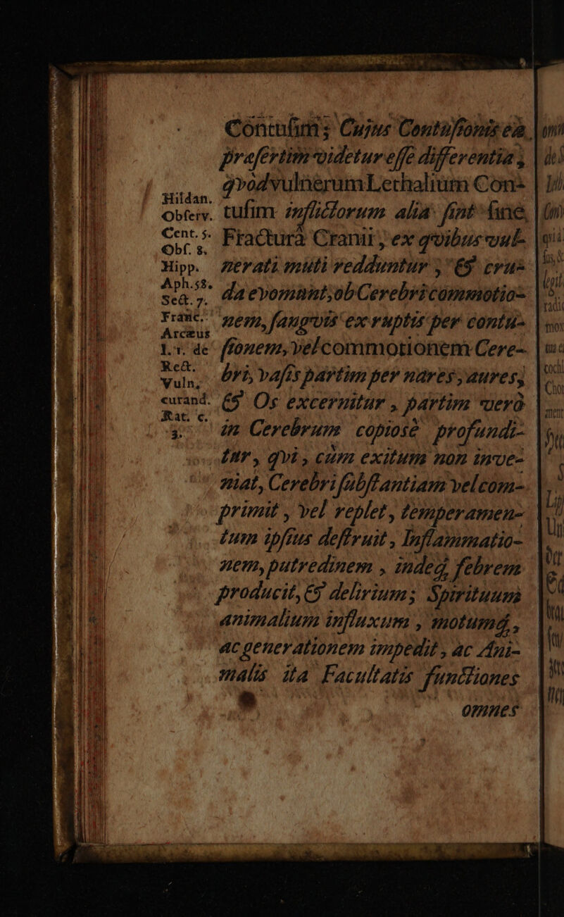 RENE ACRI Eun omg mST ROMS OSSA bw Cónimbais Cujus Contülfonis ea, prafertim hderurefe e differentia , 1. 2 gvodvulüeramLethalium Con* obfeiv. Cufim. zzfAidZorum: alia frat hae, cw; Fradura Cranir, ex quibus out. |o: Mip. Zerati mili yedibinniPa ;'€9 rru- e ^ daevomunt;obCerebri copumotio- amu, MET faugrots ex ruptis per contu- Lx. de ffouen, vel commotionem Cere-. vun, Urb YAfiy partim per nares; dures, curand. €^ Og excernitur , partim rà |... s dm Cerebrum copiose profundi- UI, qvi, CUI exitum non imue- | viat, Cerebrifabftantiam velcom- primit , vel replet, lemperamen- Lum ipfius deffruit , Inflammatio- nem, putredinem , indeg, febrem producit, Eg delirium; Spirituum animalium influxum , notumá , AC generationem impedit , ac /fui- UAUS da Facultatis functianes . E uw C.