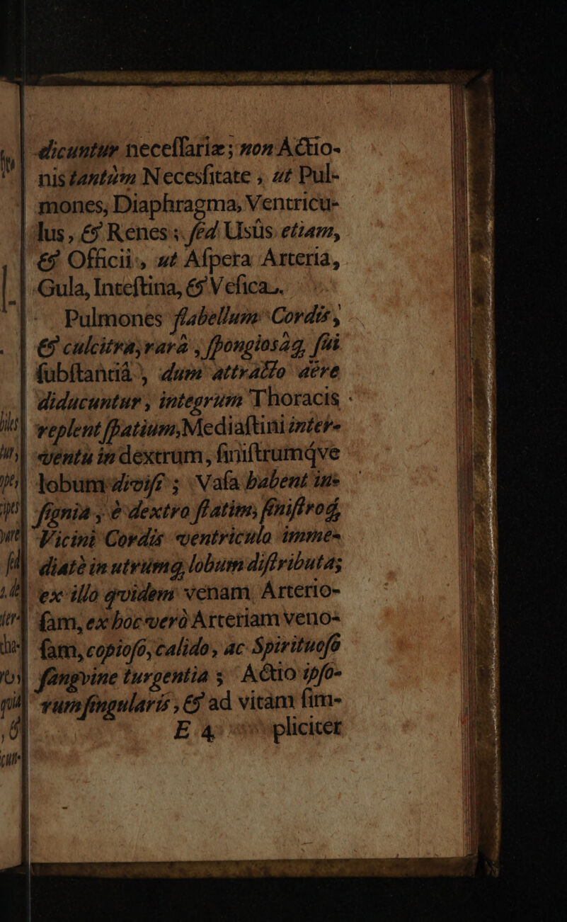 | dicuntur neceffariz ; non Actio- | nisdantzm Necesfitate ; zr Pul- | mones, Diaphragma, Ventricu- Jus , &amp; Renes s. fFZ Usüs. etiam, € Officii, (4 Afpera Arteria, ula, Inteftina, &amp;$ V efica... |: Pulmones fisbellum: Cordes, . | €? culcitray rara , fpongiosag, fh (ubítandá , dum attratzo ave | diducuntur , integrum 'Thoracis - veplent [patium,Mediaftiniinteb «ventu in dexcrum,, finiftrumdve WT TU REEL TS