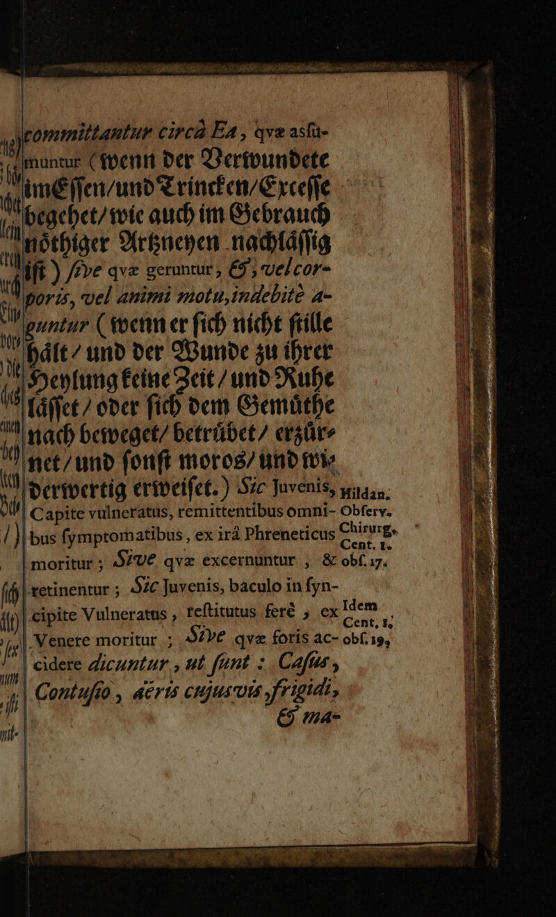 4d) ommittautur circa EA, qva astu- munus Ctbenri Der Qertbunbcte 4 mE ffenzunb S rincfen/E refte j; Ptgcbet/ toic aucb im Gebraudb , ietbiaet X(rficpen nadifájlig (t ) /f»e qve geranur; €, velcor- ports, vel animi motu,indebité a- guntur (soctin er fich nidt ftille bált/ unb oer QBunoc 3t ibrct Ssentumg fcire 2cit / umo Rue ^ fáifet / obcr ficb oem GYemüthbe ^ tiad bcivcact/ betrübet/ eraüre nct uno fonft moros/ ünb mois td 'oeribertig eribeifet. ) Sic Juvenis, yaq, i] Capite vulneratus, remittentibus omni- Obferv. / J| bus fymptomatibus , ex irá Phreneticus CNMrE« l : ent. 1. | moritur ; Sive qvz excernuntur , &amp; obf.i7. y Hh l ttil-