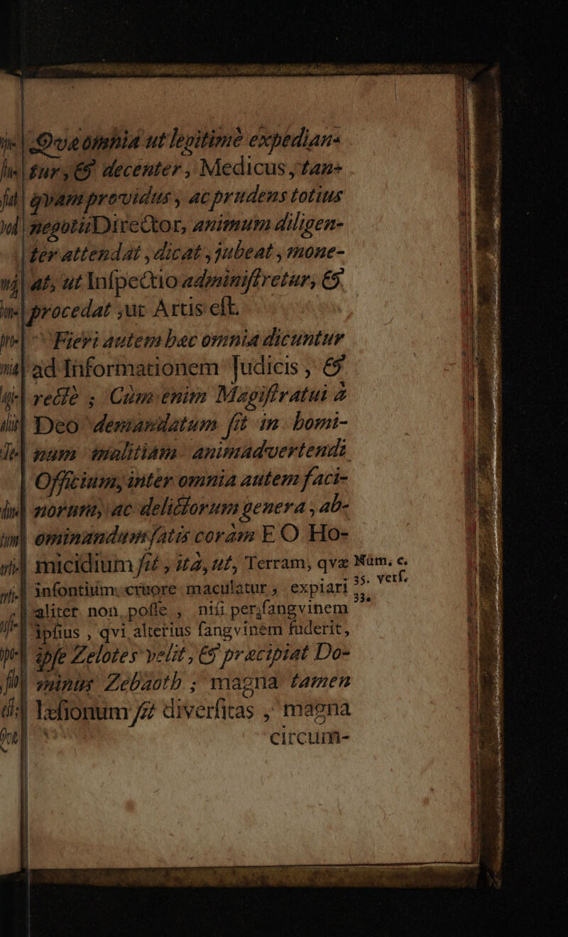 RASSE 28 NISI UA HR Nr ecce TET nuit je | Ove omhid ut legitime expedian- lis fur, €9. decenter ,, Medicus y taz fud qvam providus , acprudens totius wl megotiiDiveQtor, animum diligen- Mer attendat , dicat , jubeat , rmone- j at; ut Infpecio aduniniftretur, €. i| procedat ,ut Artis cft. it-| - Fieri autem bac omnia dicuntur 4| ad Tiformationem Judicis ,. &amp;&amp; * «| recie ; Cum enim Magifiratui Z ] i ii| Deo deszandatum fit in. bomi- 41 Je| sura tmalitiama- animmadvertends. | Officium, inter omnia autem faci- di] moruti, ac deliclorum genera , ab- im eminzndum fatis coram E O. Ho- j| micidium fi , it4, 41, Terram, qva Num. c. | infontitim:-cr&amp;ore. maculatur , expiari ^ ve |-aliter. non, pofle , nifi perjfangvinem M | iphus , qvi alterius fangvinem fuderit, | apfe Zelotes velit , € pracipiat Do- circum- E- - Uh De SD UN em FS hen aia haie, Sc de ME iita idee anis Uia Gur iae