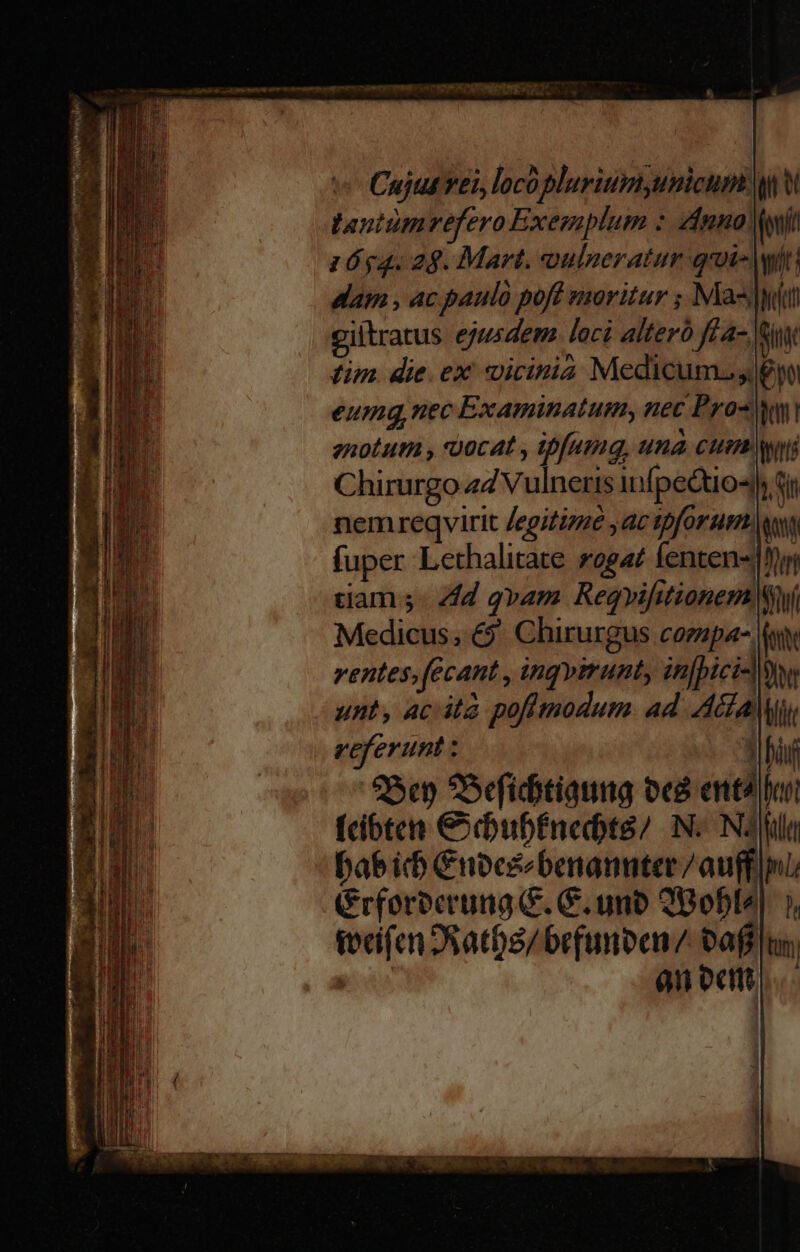 tantumrefero Exemplum : nno wit 1644. 28. Mart. oulneratur qois why: dam , ac paulo poff moritur ; Mast giltratus ejusdem. loci alteró fea Sin tim. die. ex *oicinia Medicum. y yo eumq,nec Examinatum, nec Pros enotum , 'Uocat , ipfumg, ung cum wi Chirurgo 24 Vulneris infpectio4 t Sin nem reqyvirit Zegitizzé yac ipforum