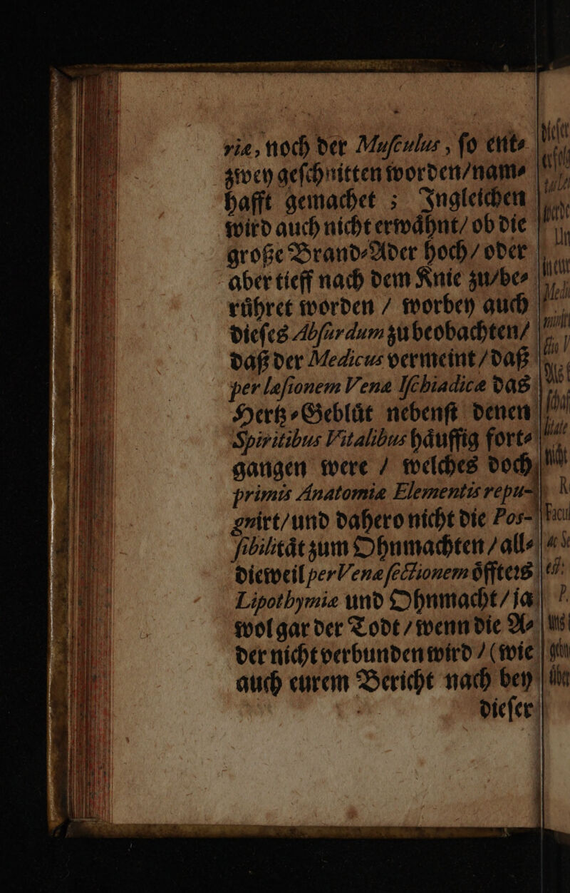 cm sas d uod Mmmm acum carm Dmm TEE vie, toc) oet. Mufeulus , fo citt» 4toct acf nritten foorbennamé bafft qcmadet 5; Sugleicben oiro auch nicht ermodbut/ ob bie arofc Sranve2toer bod)/ ober aber tíeff nach oem nic jubeo vübrct imerben / toorben aud ^. Cic(ce Abfurdum gi bcobachten/ T baff oer Medicus ocrimeint/ba£ | per l'afionem Vena lfcbiadice vas j Sxer»Geblát nebenft. Dee. fii Spiritibus Vitalibus báduffig forte: lut gangen mere / fecidhes vod) tid primis Anatomia Elementis repu- À grirt/uno oafero nicht bic Pos-. Fio fibilitát um £09nmadten /alle| 4 * oicioci per Vena feczionemÓfftei8. e. Lipotbymia uio £ofumacbt/ ja) ^ soo[ gar oer &.obt / teen Die 9o Wo oer nid)toerbunben tofro / (soie | yit aud curan 2Serid)t nad bey di oicfer: