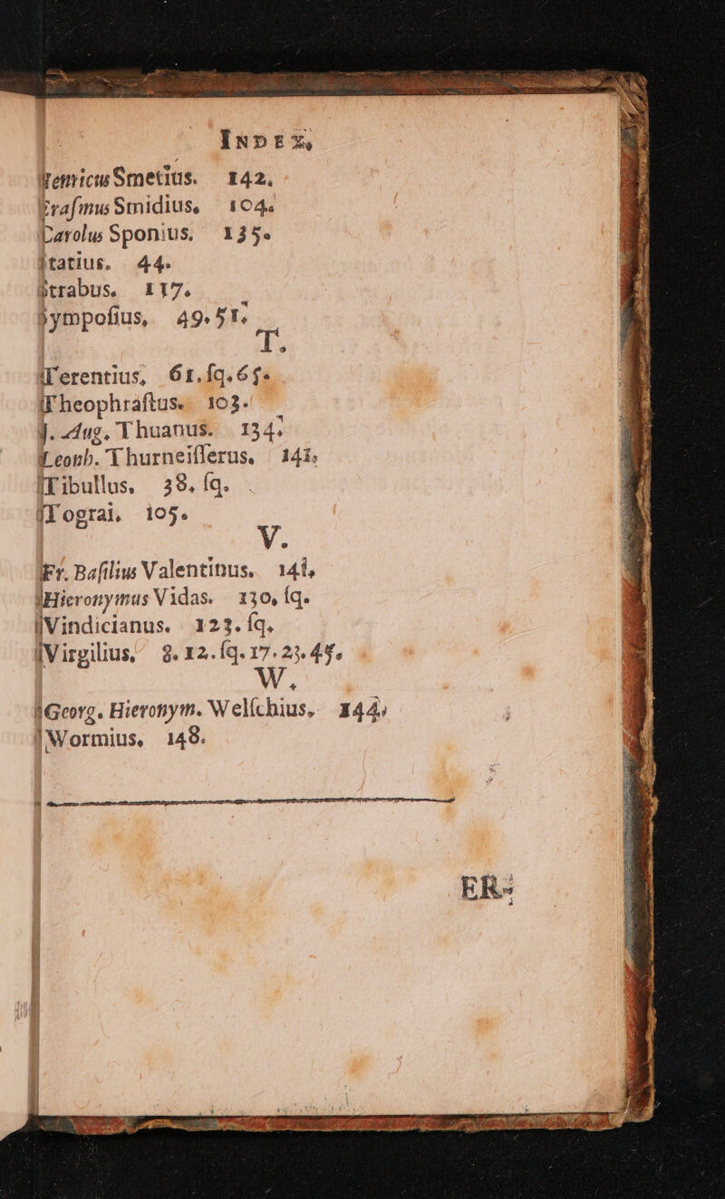 EA dium. Seudusce icsiisse c S AU ote US IRR: X INDEX, Vemicis Smetius. — 142. lrafinu Smidius, | 104. Darolu Sponius. 135. tatus, 44. »trabus, 17. jympofius, 49.51. ll'erentius, 61.19.65. iFheophraftus. 103. J.-dug. Thuanus. | 134. f copb. T hurneifferus. | 141; [Tibullus, 38.íq. Jlograi 105. V Fr. Baflliu Valentinus. 141, dHicronymus Vidas — 130, Íq. lVindicianus. 123. íq. IVirgilius 8.12.Íq. 17. 25. 45. W,. jGeorg. Hieronym. W elichius, 344.