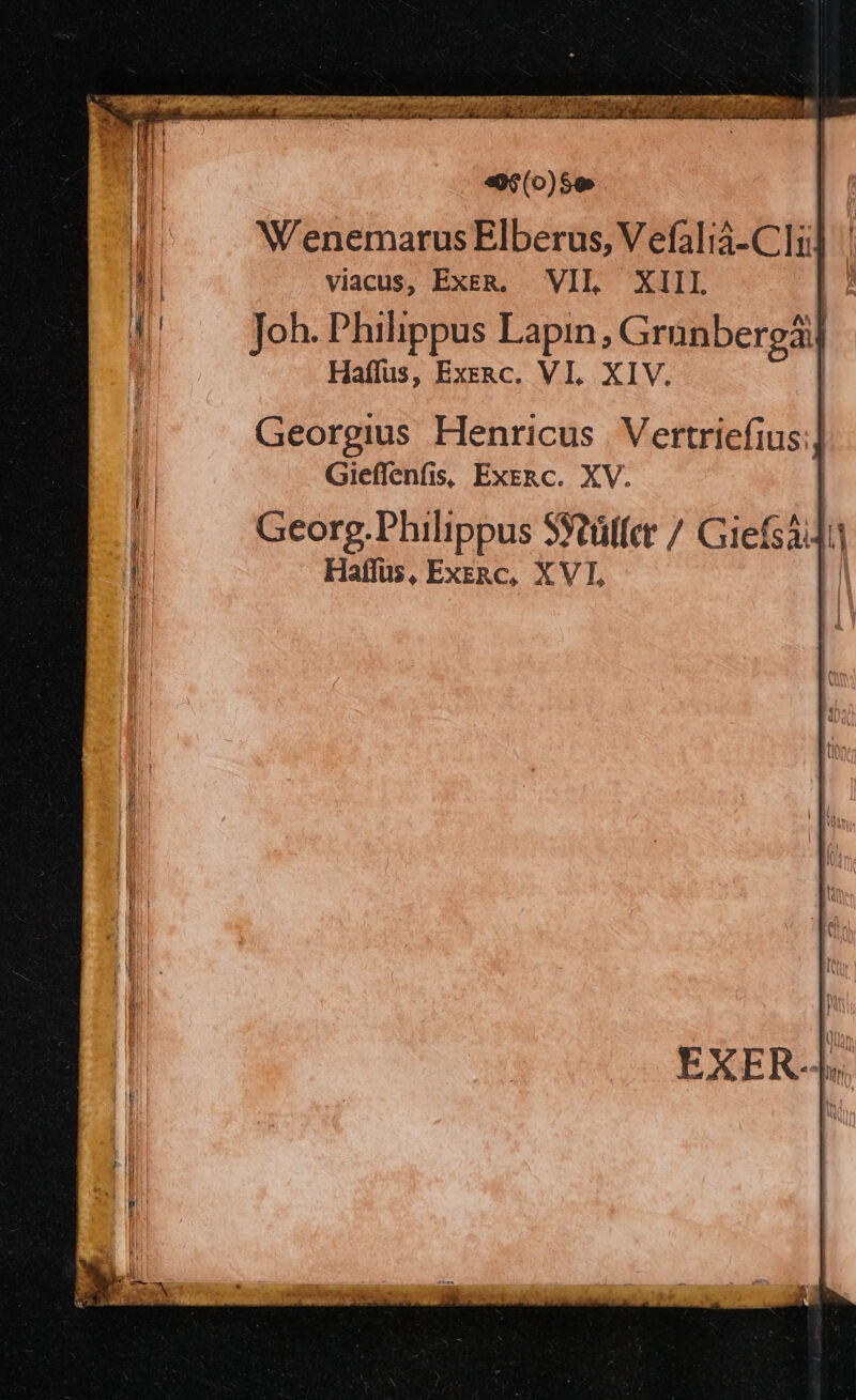 «)$(0)$9 | W'enemarus Elberus, Vefaliá-C lil | viacus, ExeR. VII. XIII Joh. Philippus Lapin, Grunbereá | Haflus, ExeRc. VI. XIV. | Haffus, ExcRc, XVT,