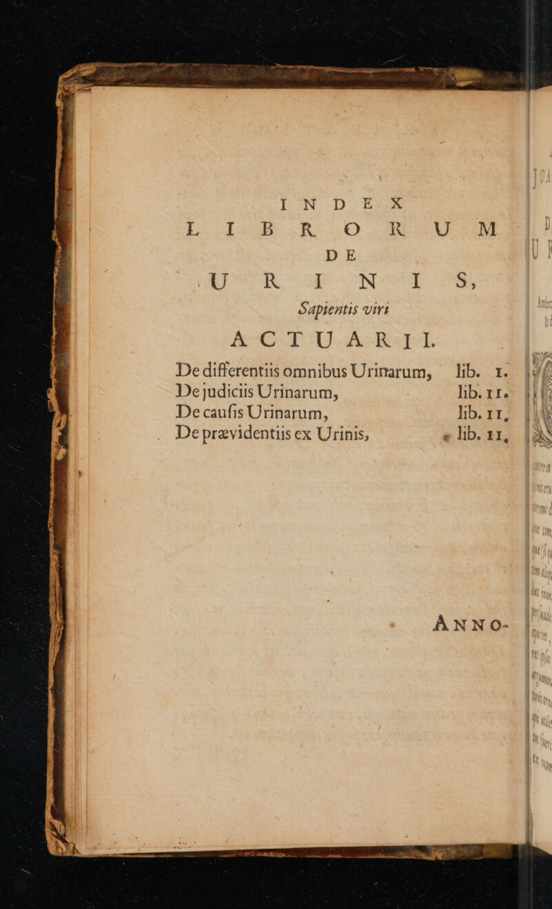 EIE oa N I Sapientis viri AUO-IU ASRGPL De differentiis omnibus Urinmarum, De judiciis Urinarum, De caufis Urinarum, De przvidentiis ex Urinis, 5, lb. r. lib. rr. lib. 1r, &amp; lib. 11, !