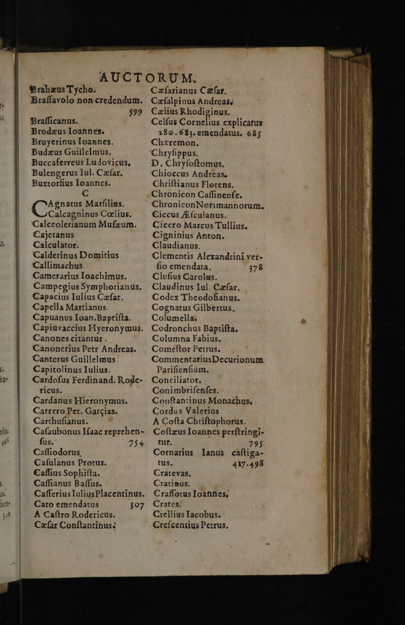 l ls hehe € rahzus T ycho. Braffavolo nen credendum. $99 Brafficanus. Brodzus Ioannes. Bruyerinus Ioannes. Budzus Guillelmus. Buccaferreus Ludovicus, Bulengerus Iul. Czfar. PBuxtorfius Ioannes. C Agnatus Marfilius. Calcagninus Coelius. 'Calccolerianum Mufxzum. Cajetanus. Calculator. Calderinus Domitius Callimachus. Camerarias Ioachimus, Campegius Symphorianus, Capacius Iulius Czfar. Capella Martianus. Capuanus Ioan.Baptifta. Capiuvaccius Hyeronymus. Canones citantur. Canonerius Petr Andreas. Canterus Guillelmus. Capitolinus Iulius. Cardofus Ferdinand. Rode- ricus. Cardanus Hieronymus. Carrero Pet. Gargias. Carthufianus. | Cafaubonus Ifaac reprehen- fus. |^ 42$4 Caffiodorus, Cafulanus Protus. €affius Sophifta. Caffianus Baffus. CafferiusTuliusPlacentinus. Cato emendatus 307 À Cafítro Rodericus. Czfar Conftantinus: Czfarianus Czfar, Cafalpinus Andreas; Czlius Rhodiginus, Celfus Cornelius explicatus 280.685. emendatus. 685 Chzremon. D, Chryfoftomus. Chriftianus Florens. Chronicon Caffinenfe. 'ChroniconNorimannorum. Ciccus ZE(culanus. Cicero Marcus Tullius. Cigninius Anton. Claudianus. Clementis Alexandrini ver- fio emendata, 378 Clvfius Carolus. Claudinus Iul. Cafar. Codex Theodofianus, Cognatus Gilbertus, Columella. Codronchus Baptifta. Columna Fabius. Comeftor Petrus. CommentariusDecurionum Parifienfium. Conciliator, Conimbrifenfes. Conftantinus Monachus. Cordus Valerias À Cofta Chriftophorus. Coftzus Ioannes perftringi- tur. 795 Cornarius lanus caftiga- tus. 417.498 Cratevas, Cratinus. Craffotus Ioannes, Crates. Crellius Iacobus. Crcícentius Petrus,
