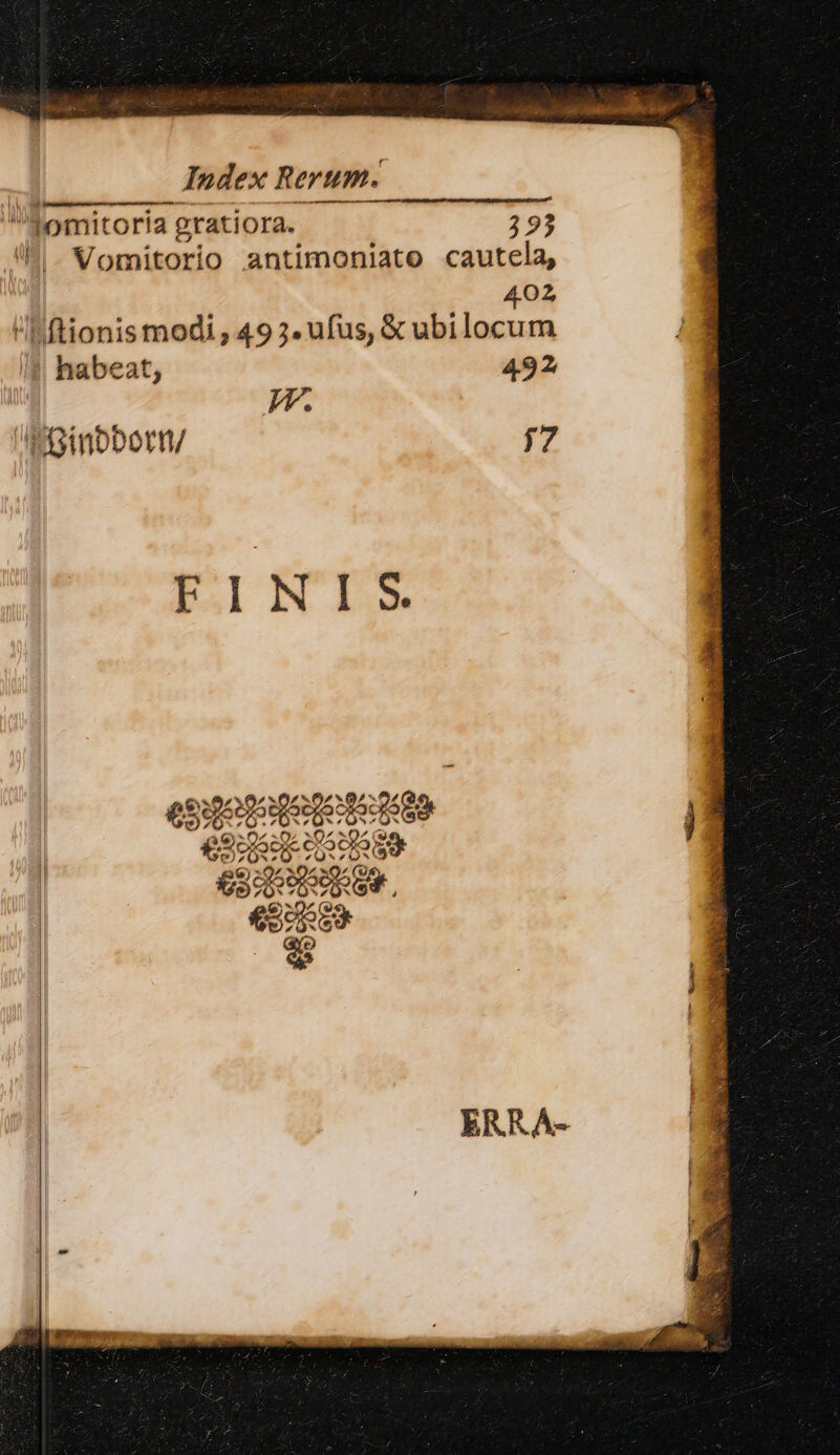 /'Aomitoria gratiora. 3923 JL. Vomitorio antimoniato cautela, 402 IIftionis modi , 49 3. ufus, &amp; ubilocum ! habeat; 492 W. 'iPinbbort/ 77 FINIS.