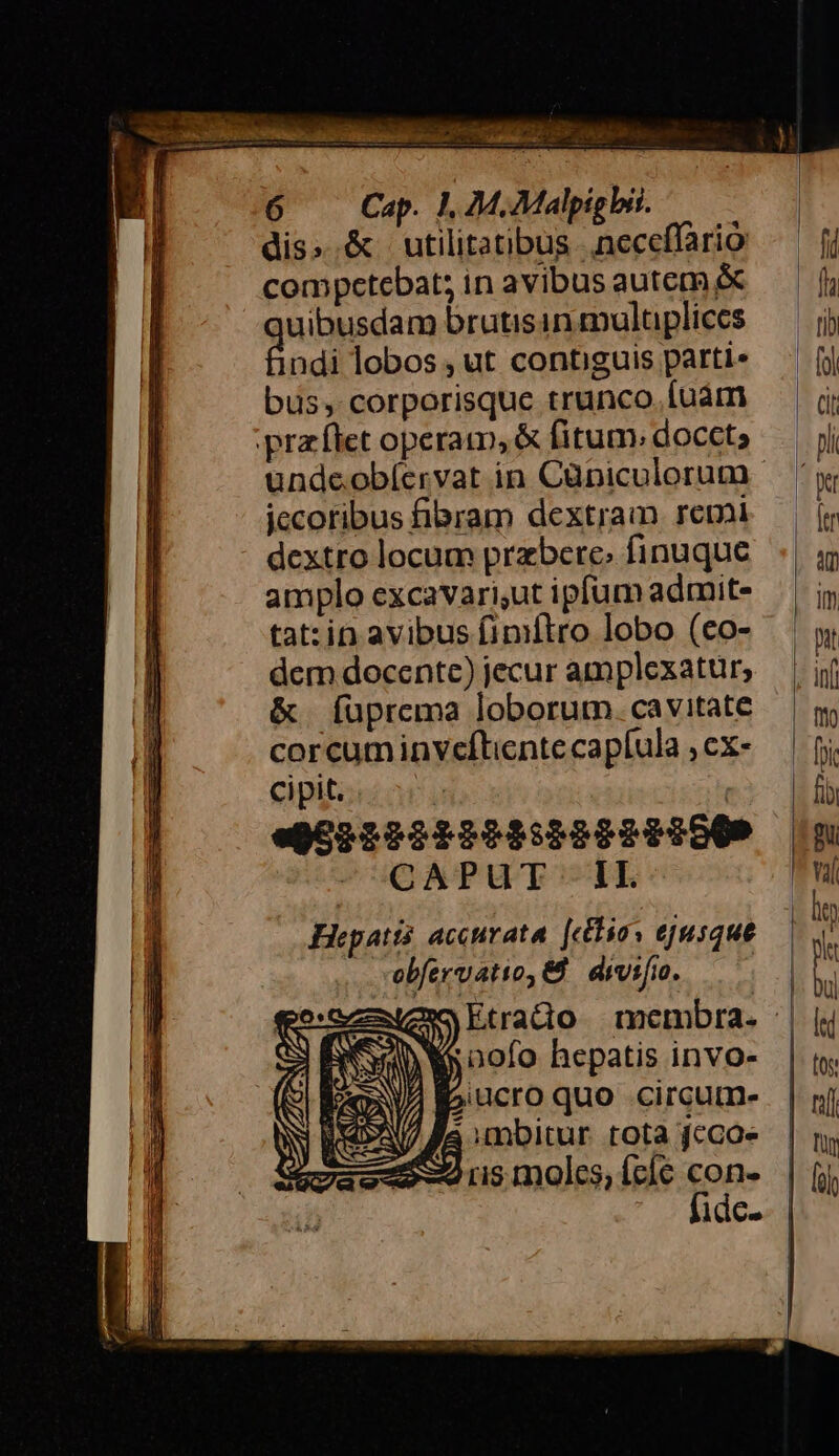 dis».&amp; utilitatibus .neceffario competebat; in avibus autem &amp; uibusdam brutisin mulaplicces odi lobos , ut contiguis parti» bus; corporisque trunco. uám pra flet operam, &amp; fitum: docet; jecoribus fibram dextram remi dextro locum przbere; finuque amplo excavari,ut ipfum admit- tat:in avibus fimítro lobo (co- dem docentc) jecur amplexatur, &amp;. füprema loborum. cavitate corcuminveftiente capfula , cx- cipit. | | eg6o22222900229 299009 AUOAPUTCCIE Hepatis accurata. [cttios ejusque obferuatio, €. divifio. | Ss v nofo hepatis invo- ipiucroquo circume- N E Ja bitur tota jcco- 3E e smoles,íclé con-