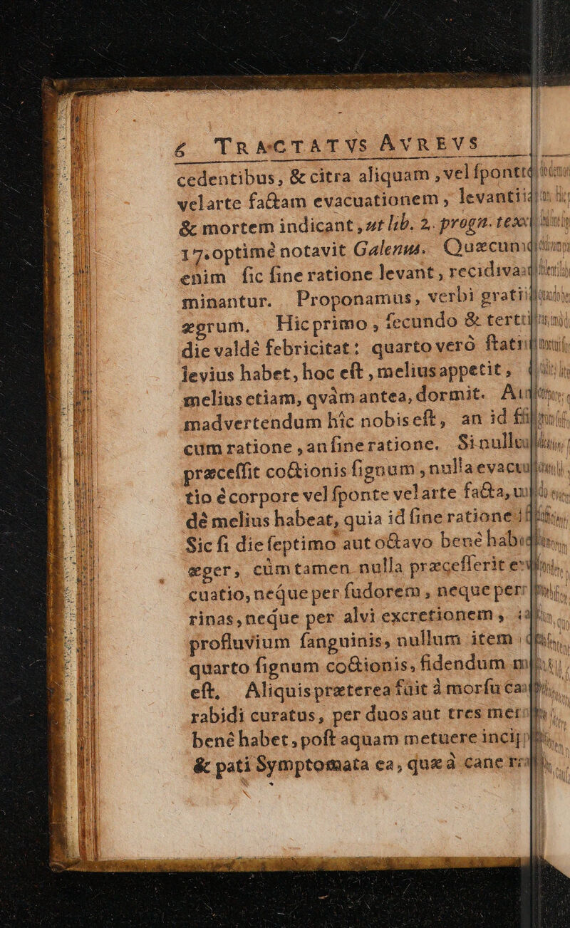 cedentibus, &amp; citra aliquam , vel fponttdi tii velarte fa(tam evacuationem , levantii4) i ii &amp; mortem indicant , zt lib. 2. proga. tese nie 17.0ptimé notavit Galenus. Quscunqitu enim fic fine ratione levant , recidivasqinis minantur. Proponamus, verbi gratti TUN «erum, Hicprimo, fecundo &amp; terttiliim die valdé febricitat: quarto veró ftattfimul levius habet, hoc eft , meliusappetit, (55 meliusctiam, qvámantea, dormit. Aii madvertendum híc nobiseft, an id flm li JA) , a ANO | : H